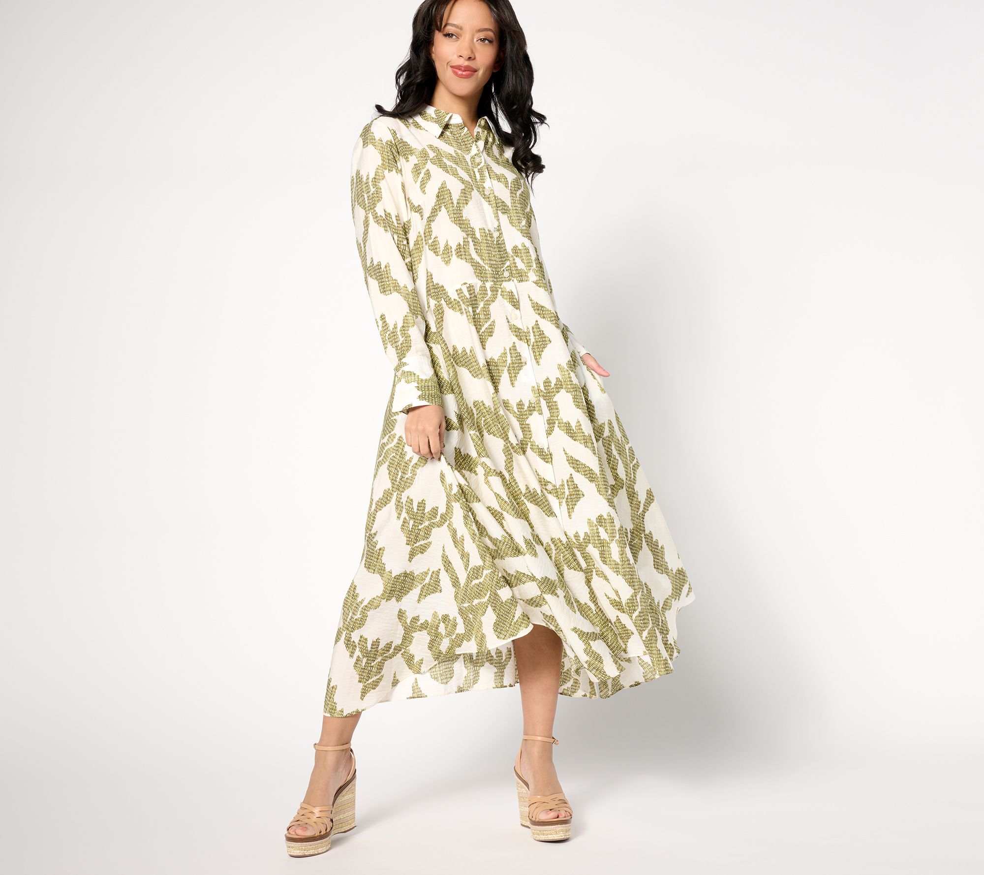 Peace Love World Petite Asymmetric Long Sleeve Dress