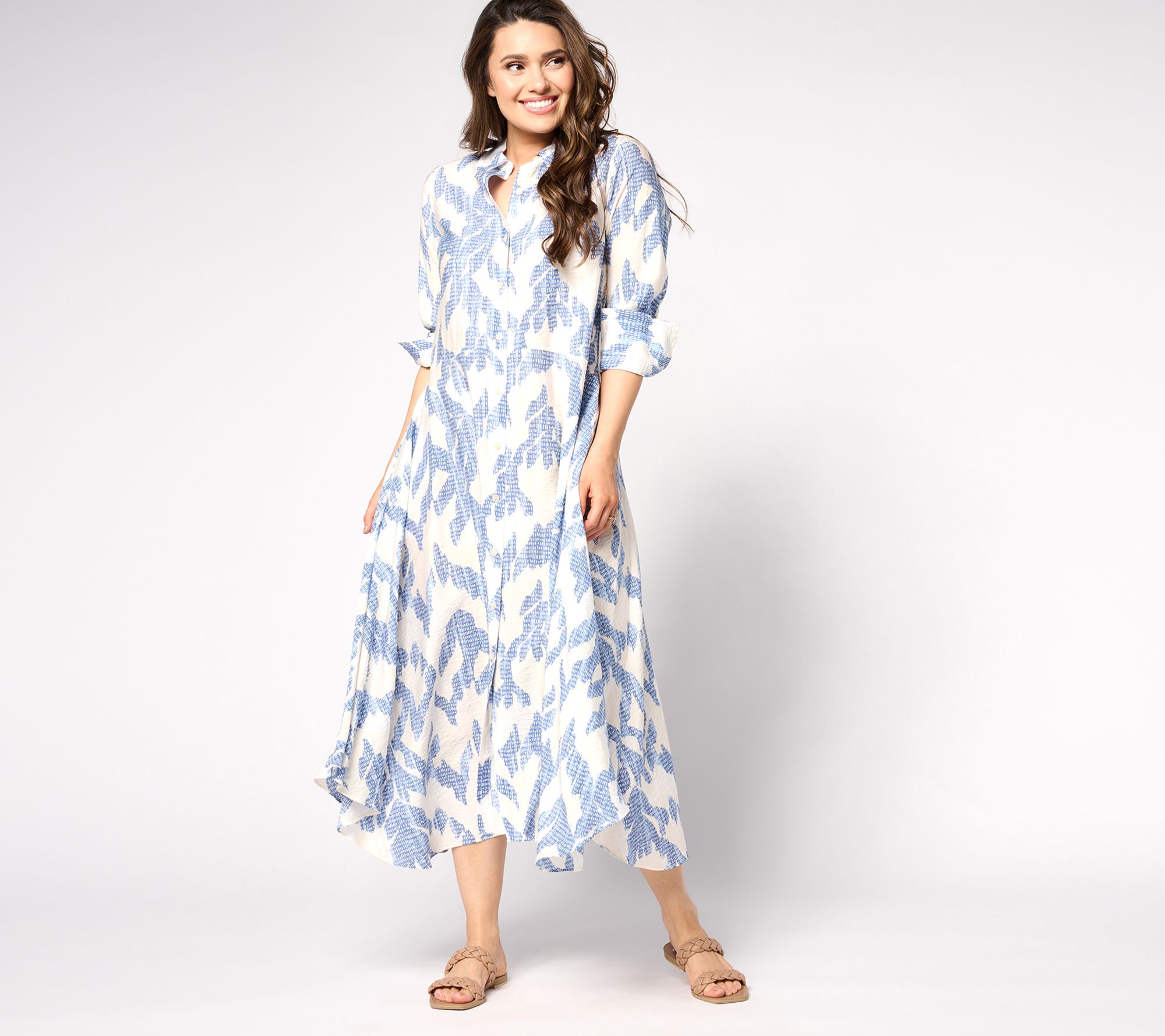 Peace Love World Petite Asymmetric Long Sleeve Dress