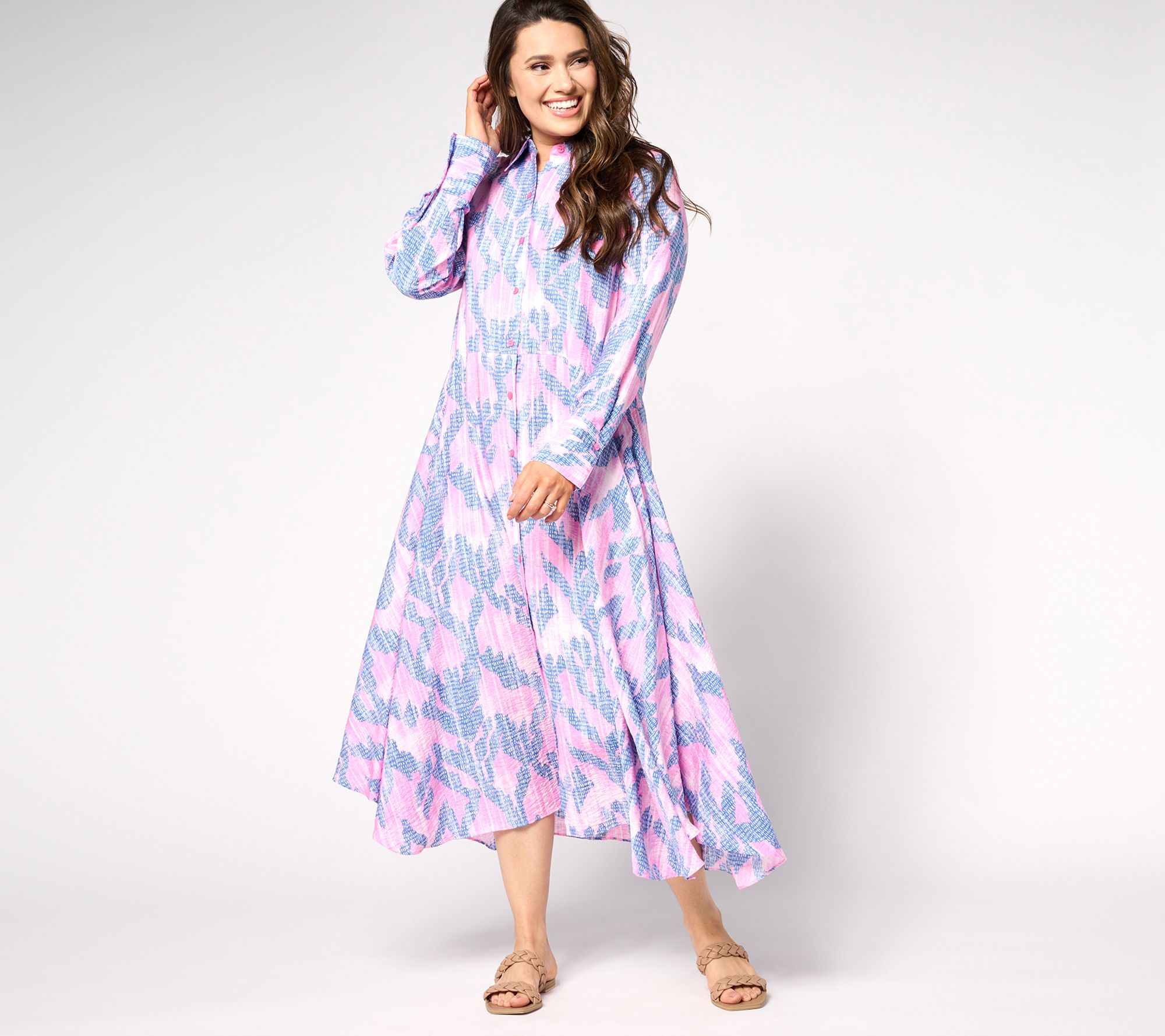 Peace Love World Petite Asymmetric Long Sleeve Dress
