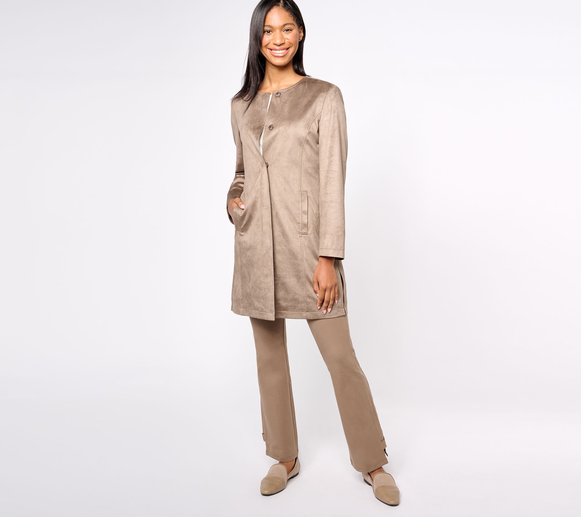 "As Is" Dennis Basso Textured Faux Suede Reptile Topper