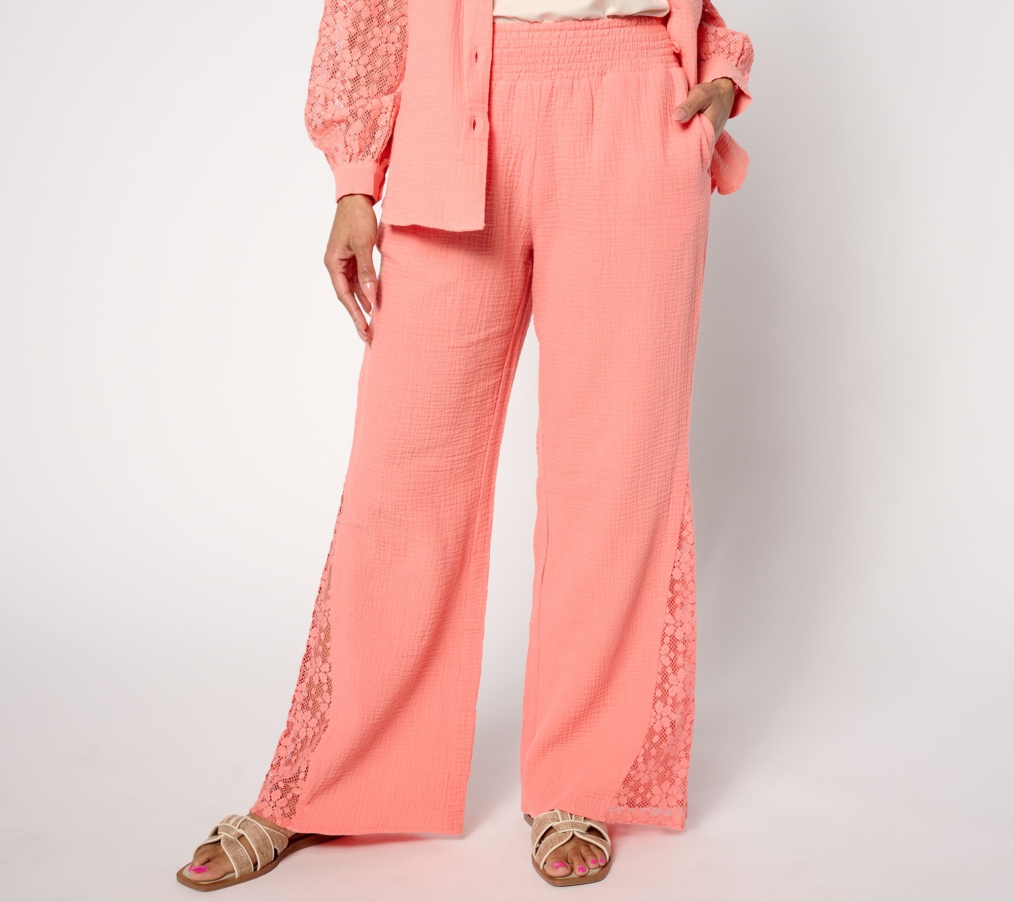 Isaac Mizrahi Live! Tall Bridgehampton Gauze Wide Leg Pants