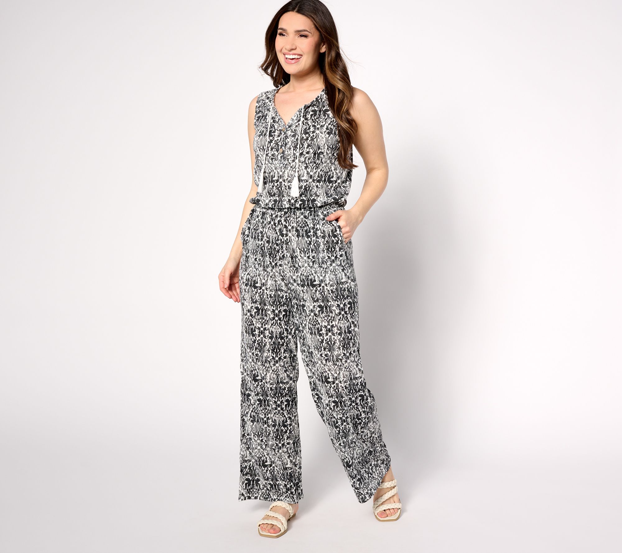 Denim & Co. Beach Regular Knit Sleeveless Jumpsuit