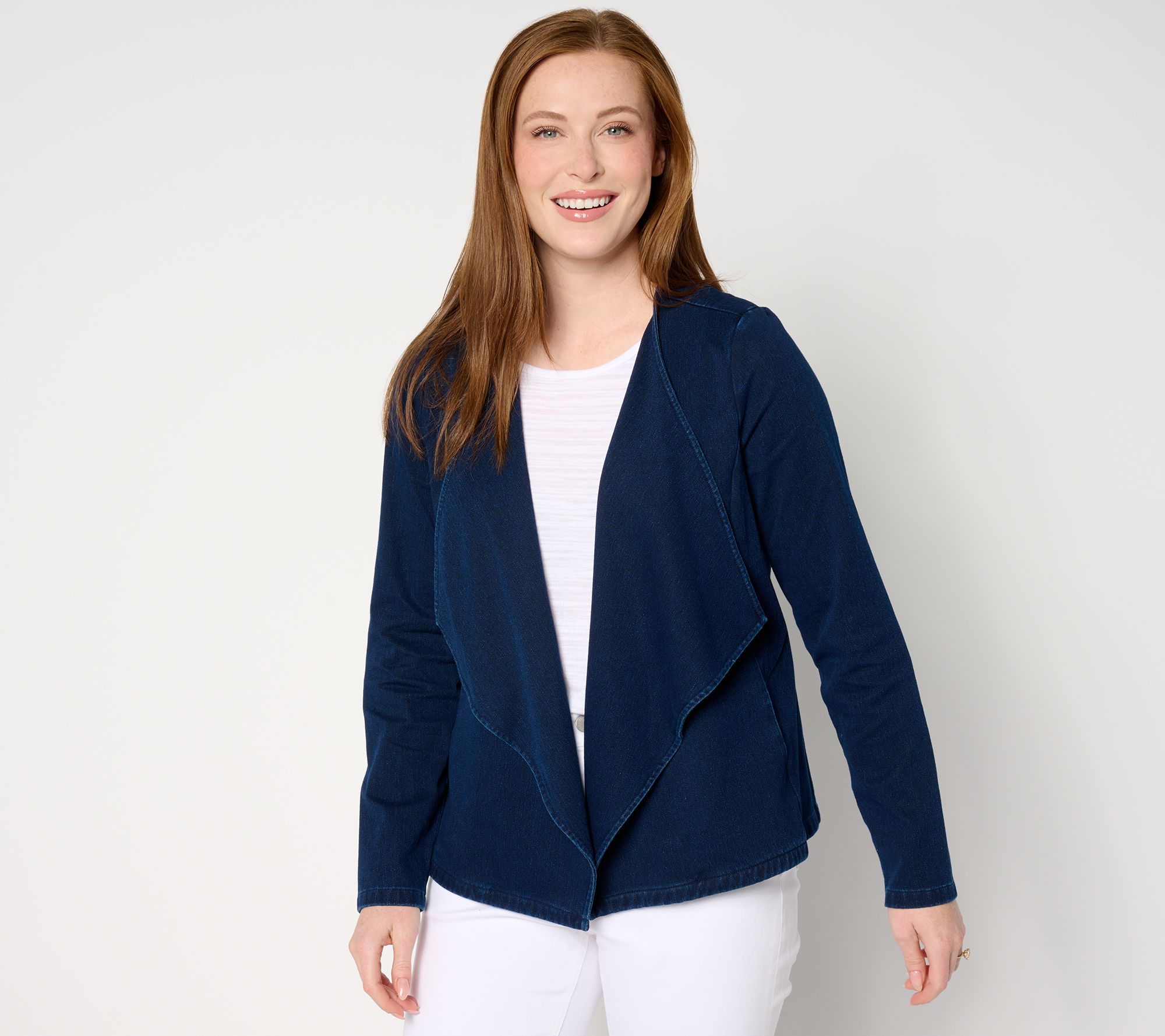 Denim & Co. Comfy Knit Air Draped Long Sleeve Jacket