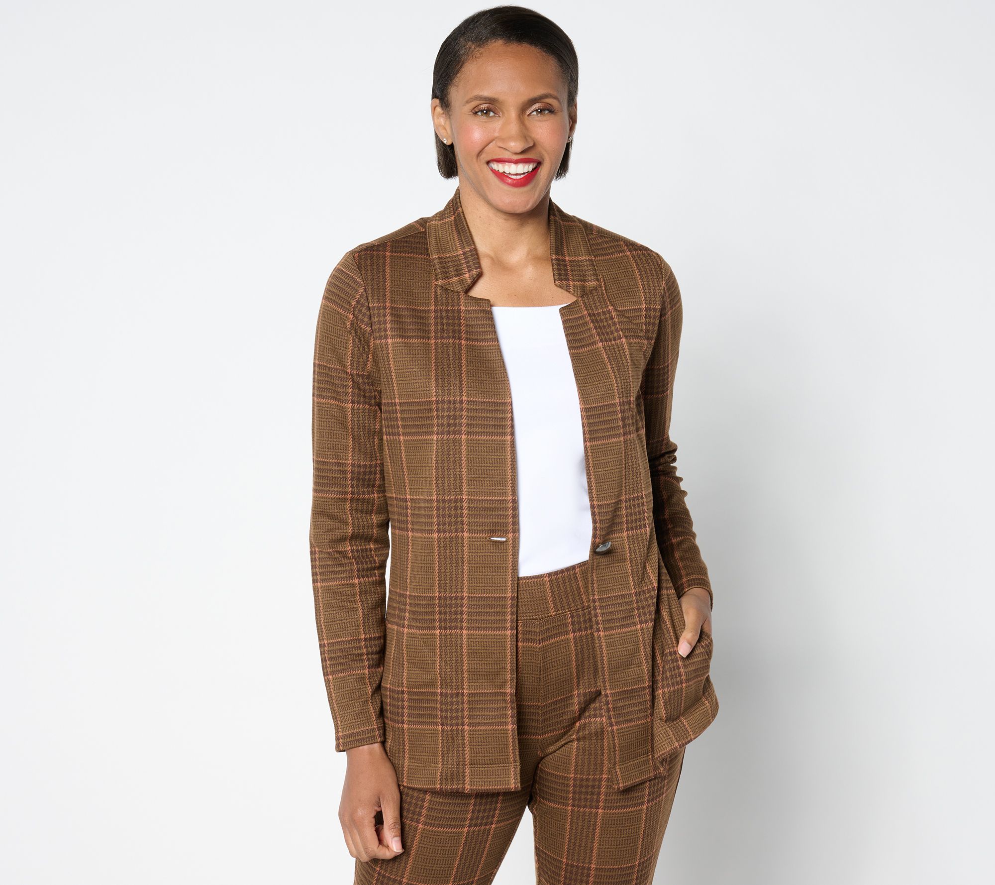 Denim & Co. Signature Knit Jacquard One Button Jacket