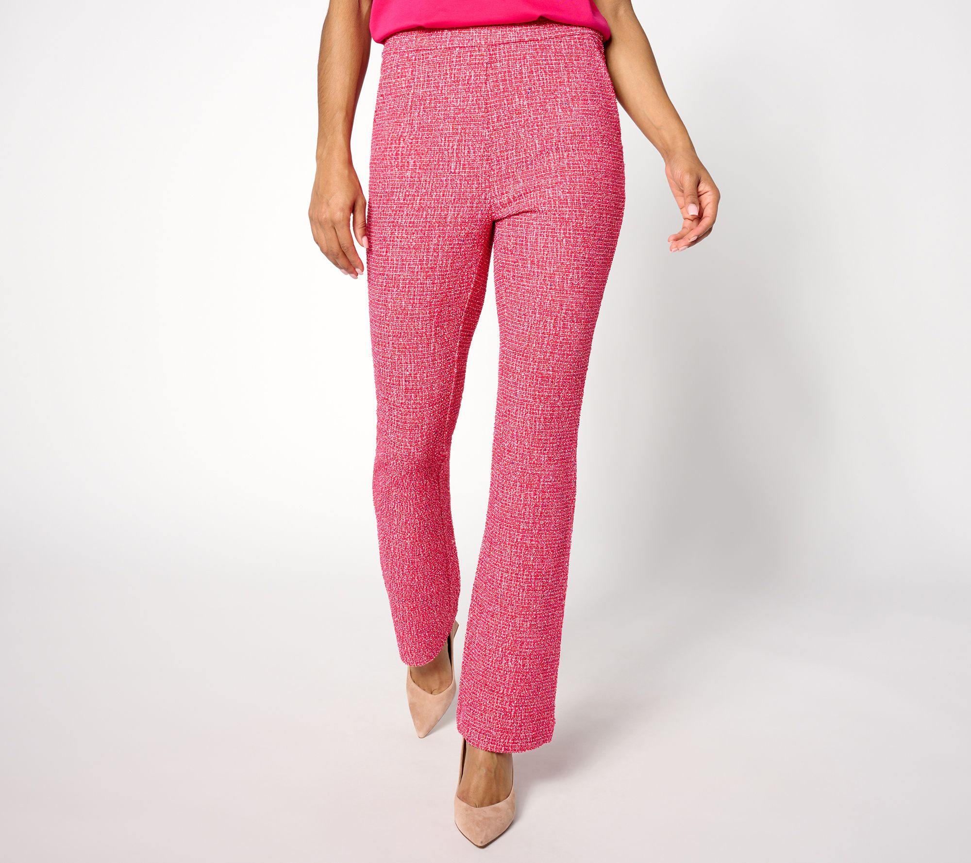 "As Is" Isaac Mizrahi Live! Regular Novelty Jacquard Knit Flare Pants