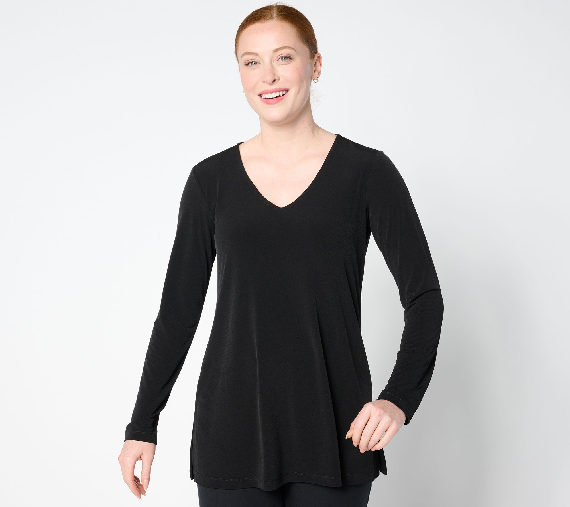 Susan Graver Petite Modern Essentials Liquid Knit A-Line Tunic