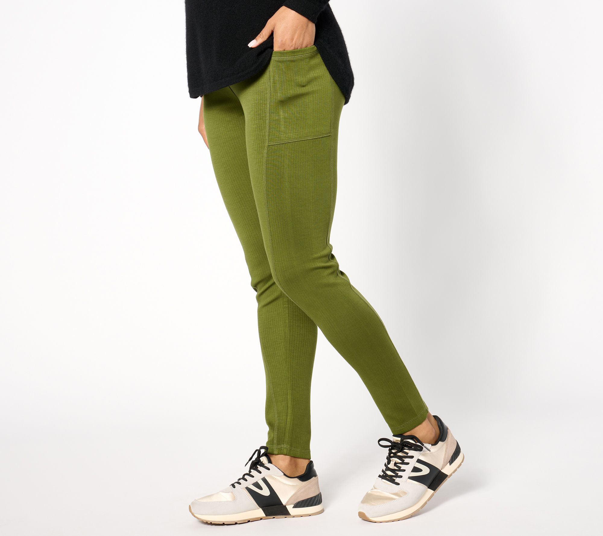 LOGO Life by Lori Goldstein Petite Front Seam Pull On Legging