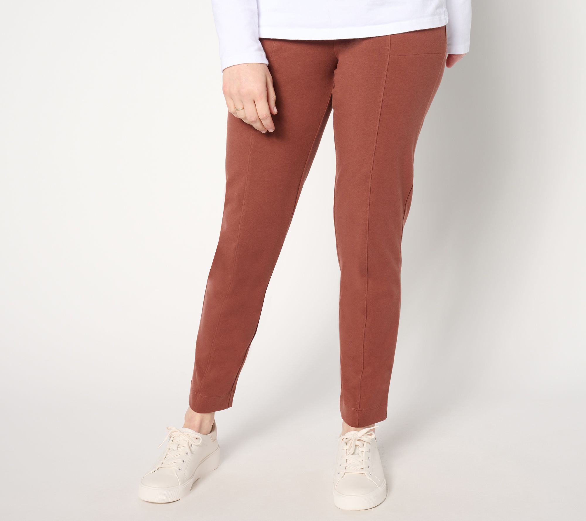 Denim & Co. Petite Any Day Solid Duo Stretch Ankle Pant