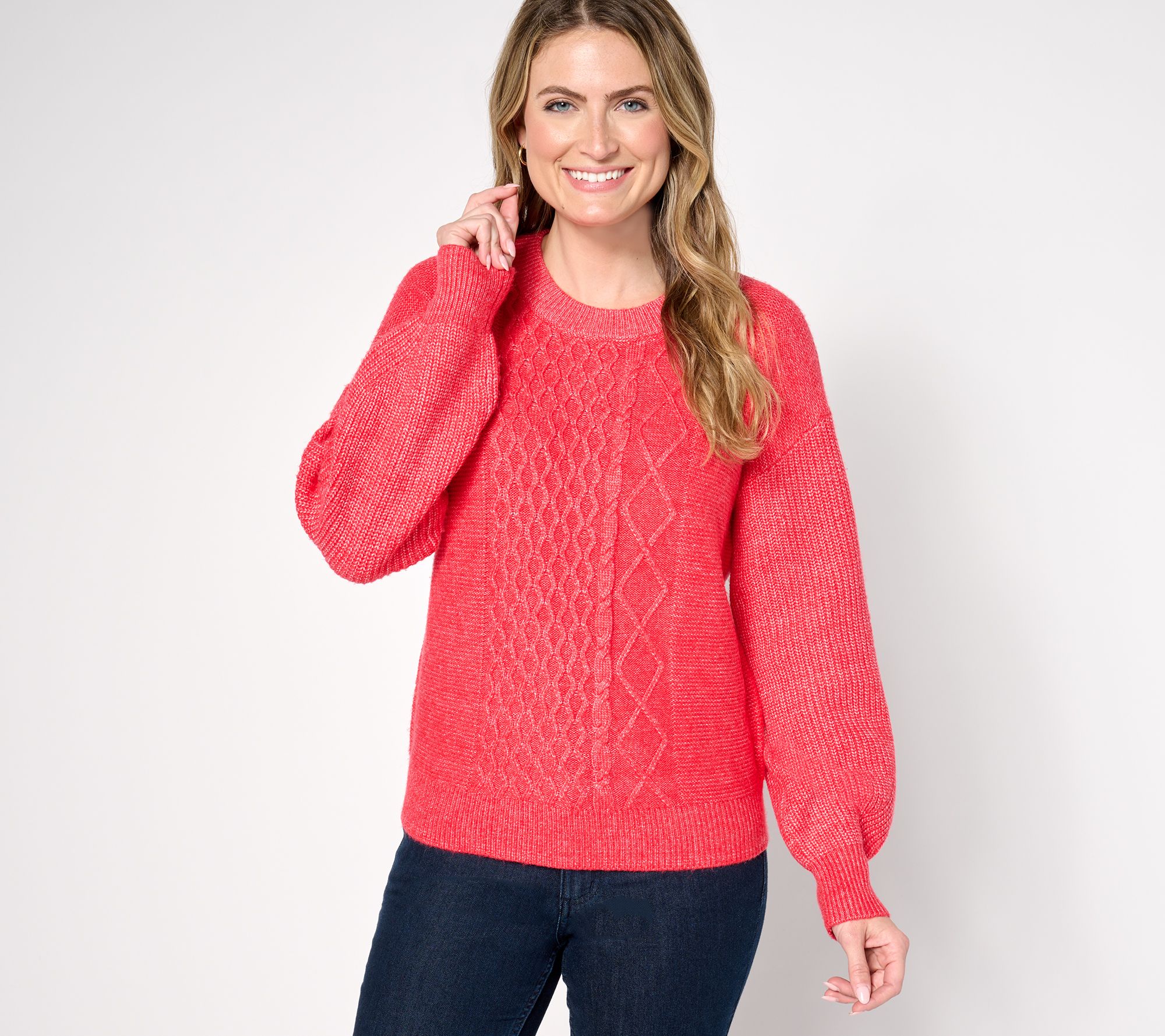 AnyBody Mixed Stitch Crewneck Sweater