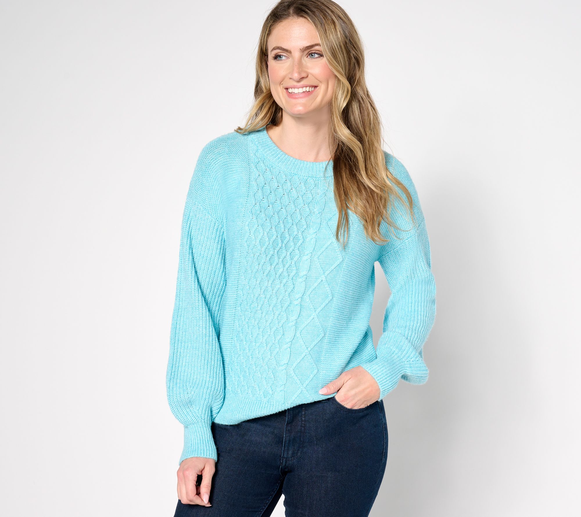 AnyBody Mixed Stitch Crewneck Sweater