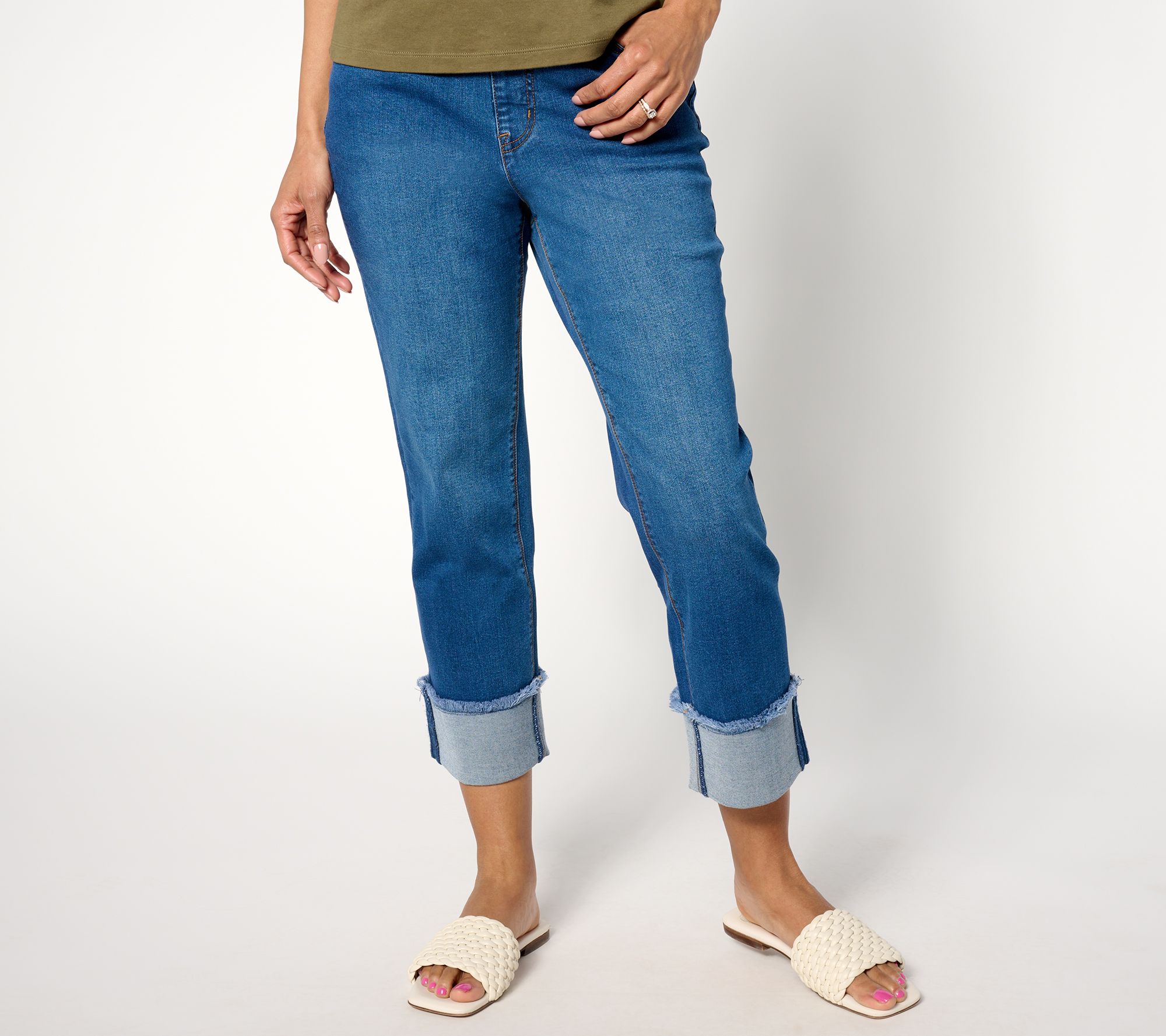 "As Is" Isaac Mizrahi Live! Petite True Denim Crop Straight Jeans