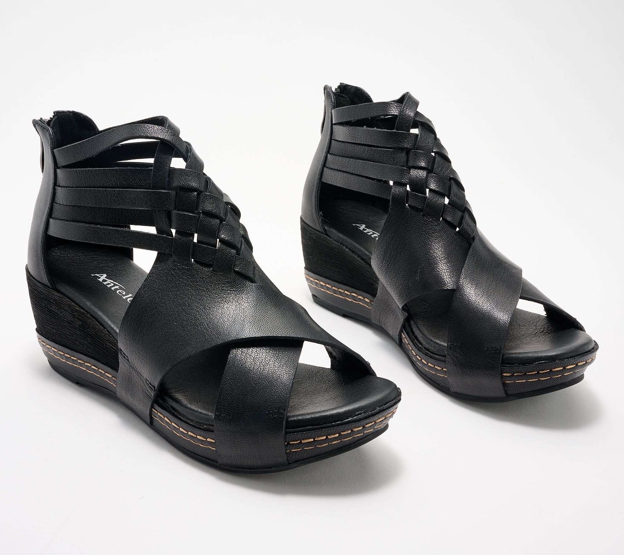 "As Is" Antelope Leather Wedge Sandals - Tavi