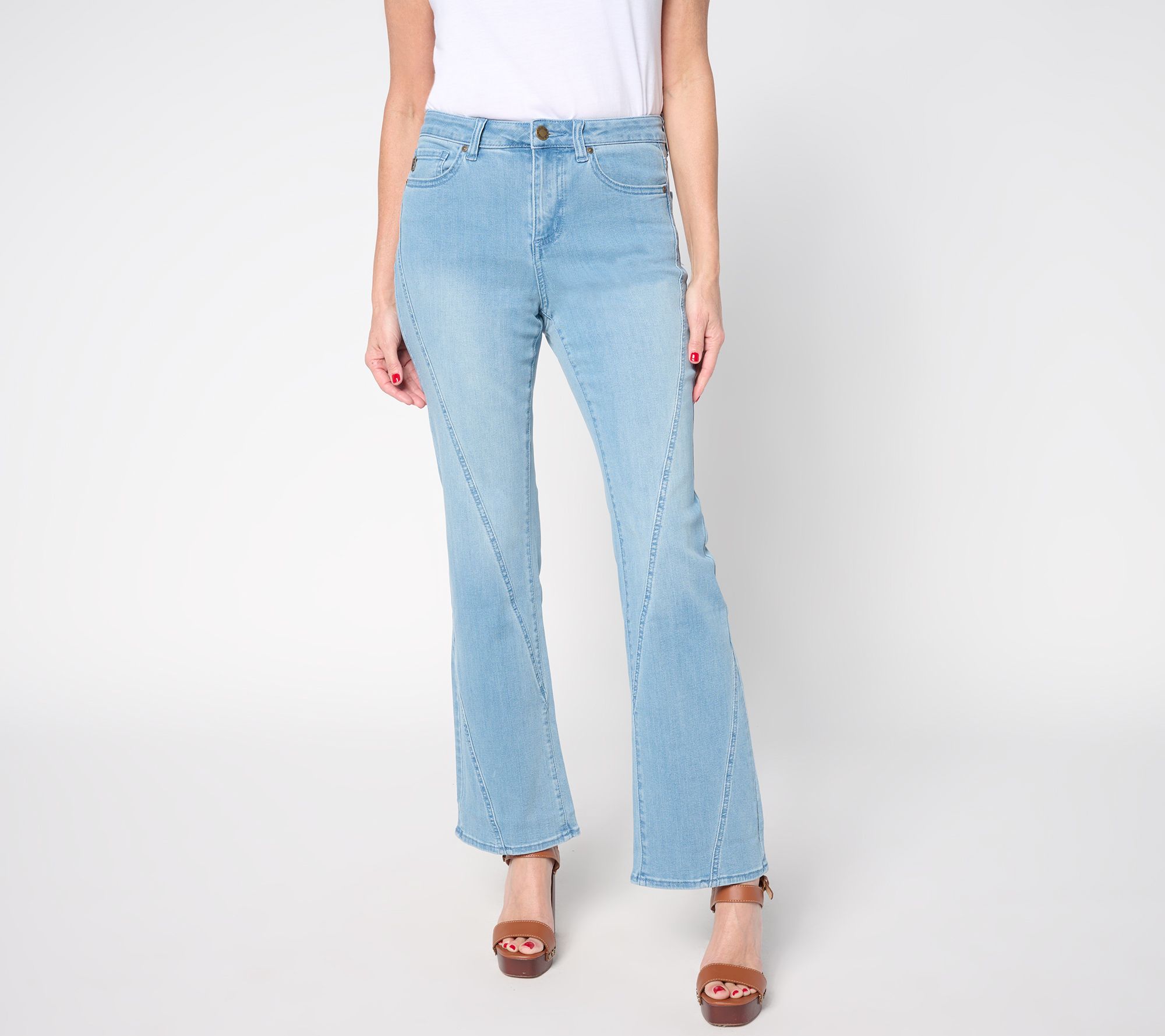 Belle by Kim Gravel Petite Primabelle Denim Diagonal Seam Wide Leg