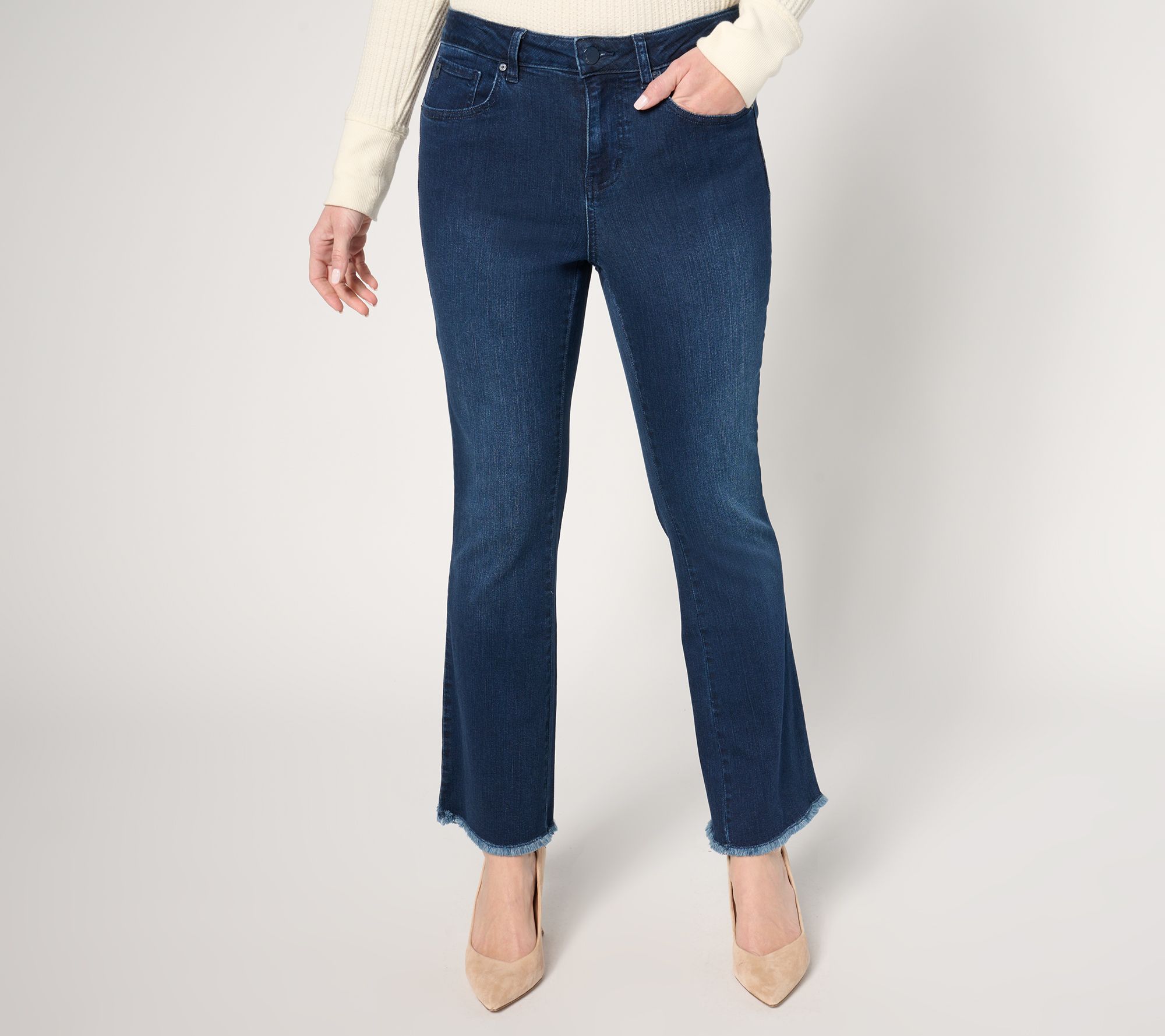 Belle by Kim Gravel Petite TripleLuxe Denim Ankle Flare Jean