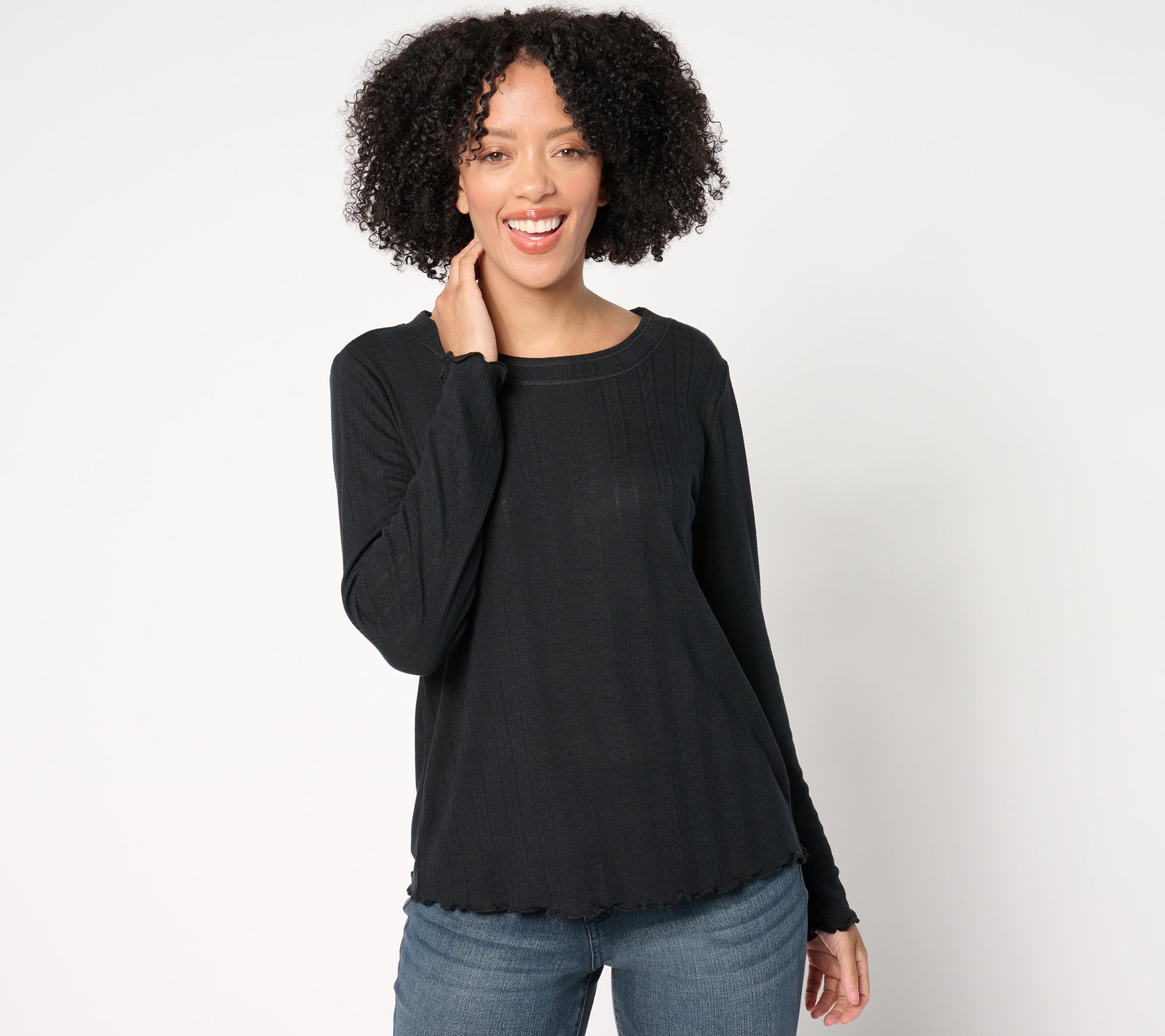 "As Is" Me by Jennie Garth Palamino Pointelle Knit Crewneck Tee