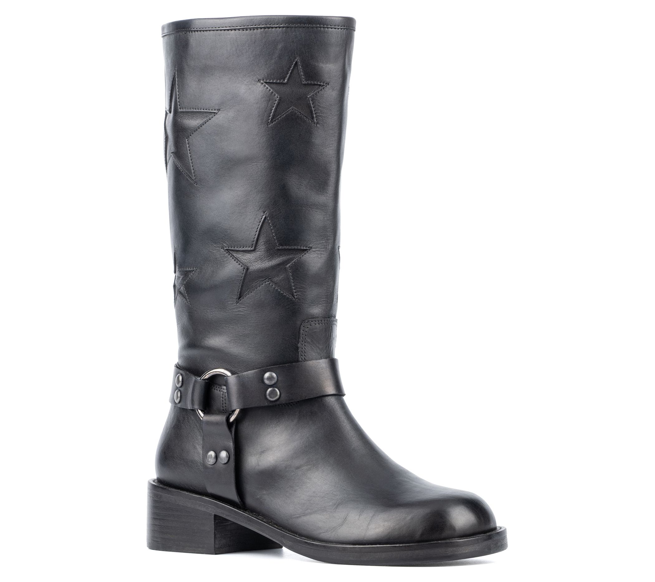 STYLE on sale & CO. AUGUST BLACK FAUX LEATHER KNEE-HIGH BOOTS 8.5M