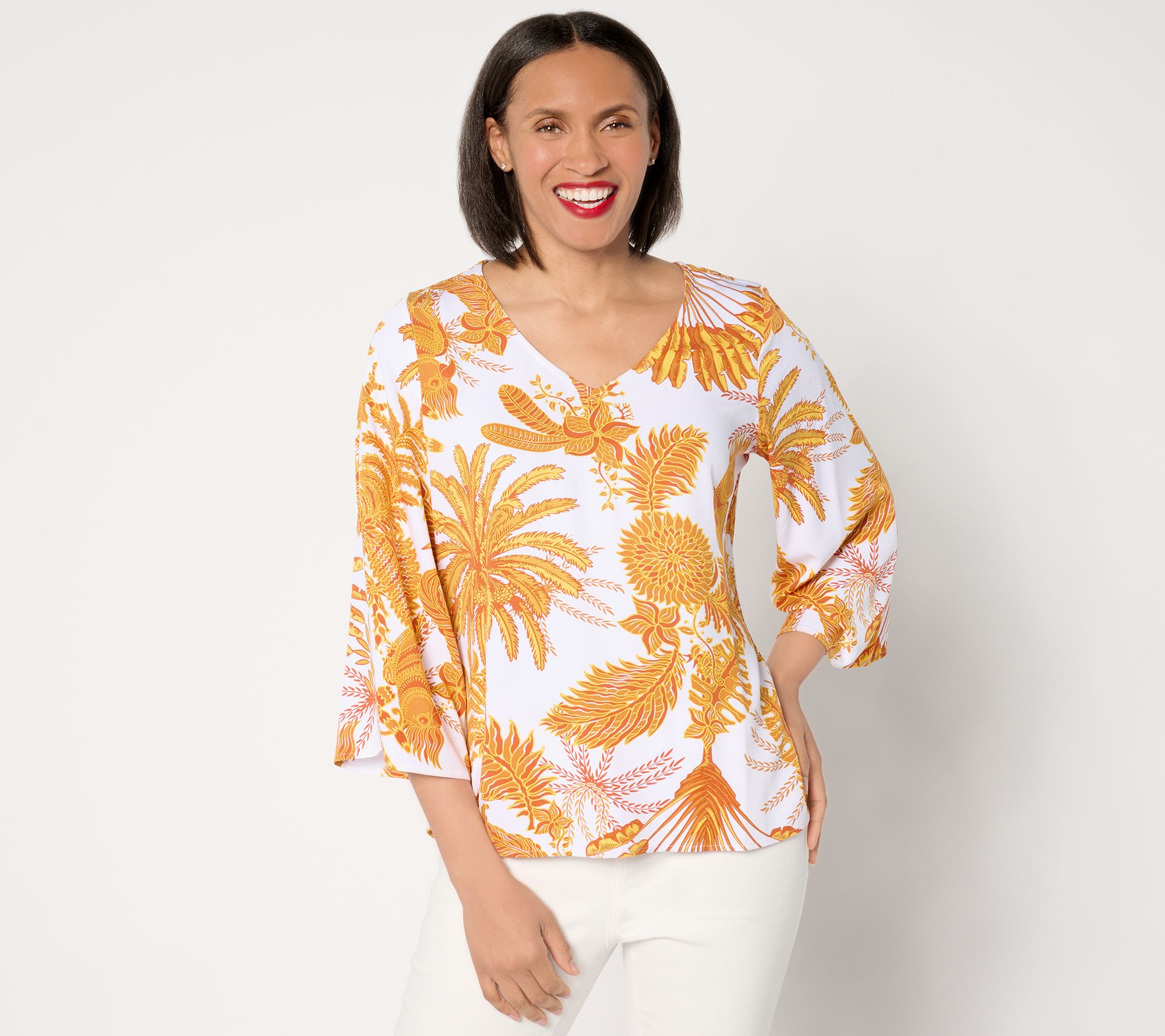"As Is" Attitudes by Renee Runway Silk Blend Bell Sleeve Blouse