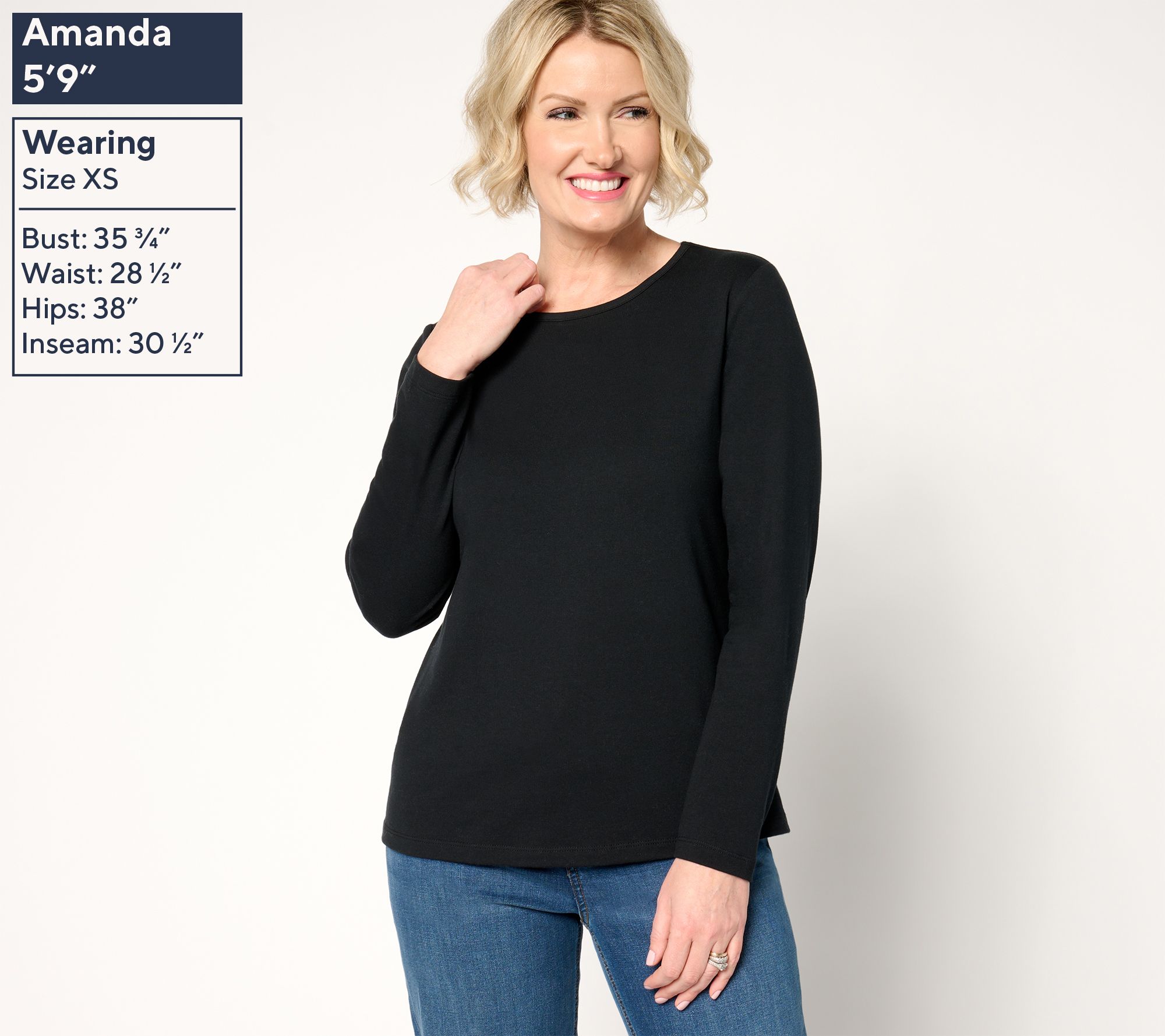 Denim & Co. Essentials Perfect Jersey Long-Sleeve Top - QVC.com