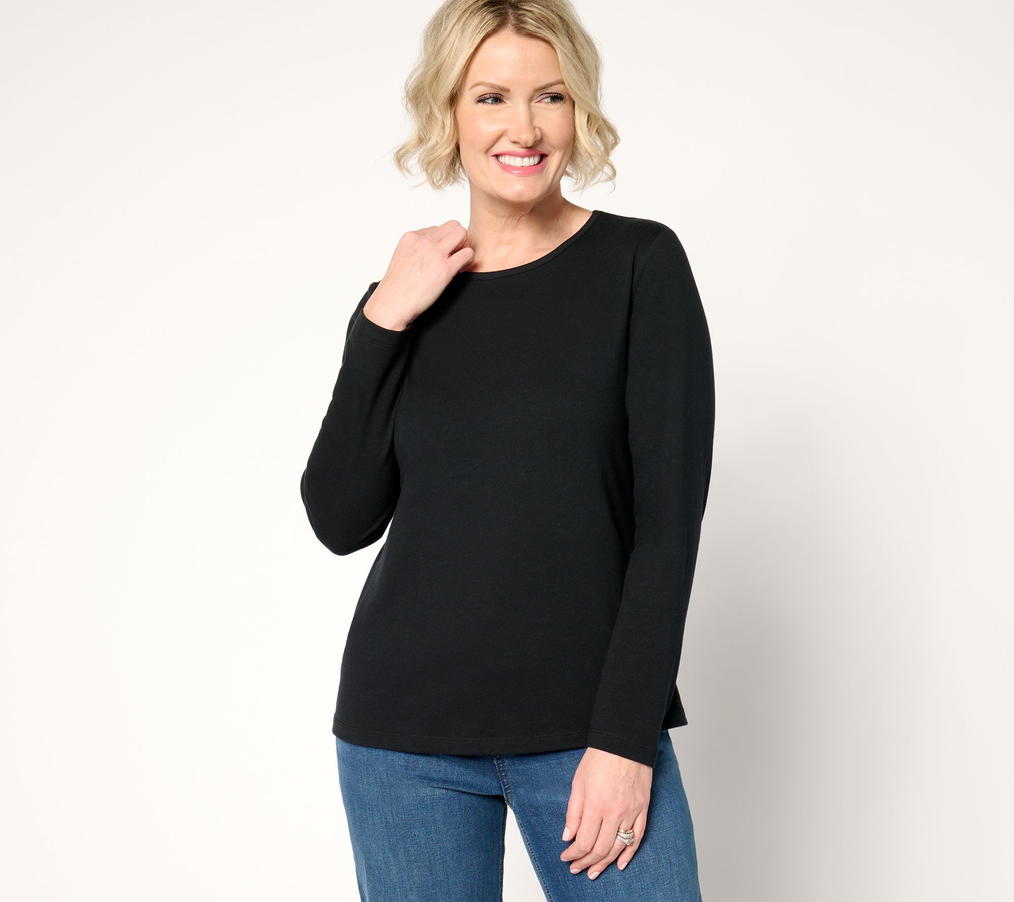 Denim & Co. Essentials Perfect Jersey Long-Sleeve Top