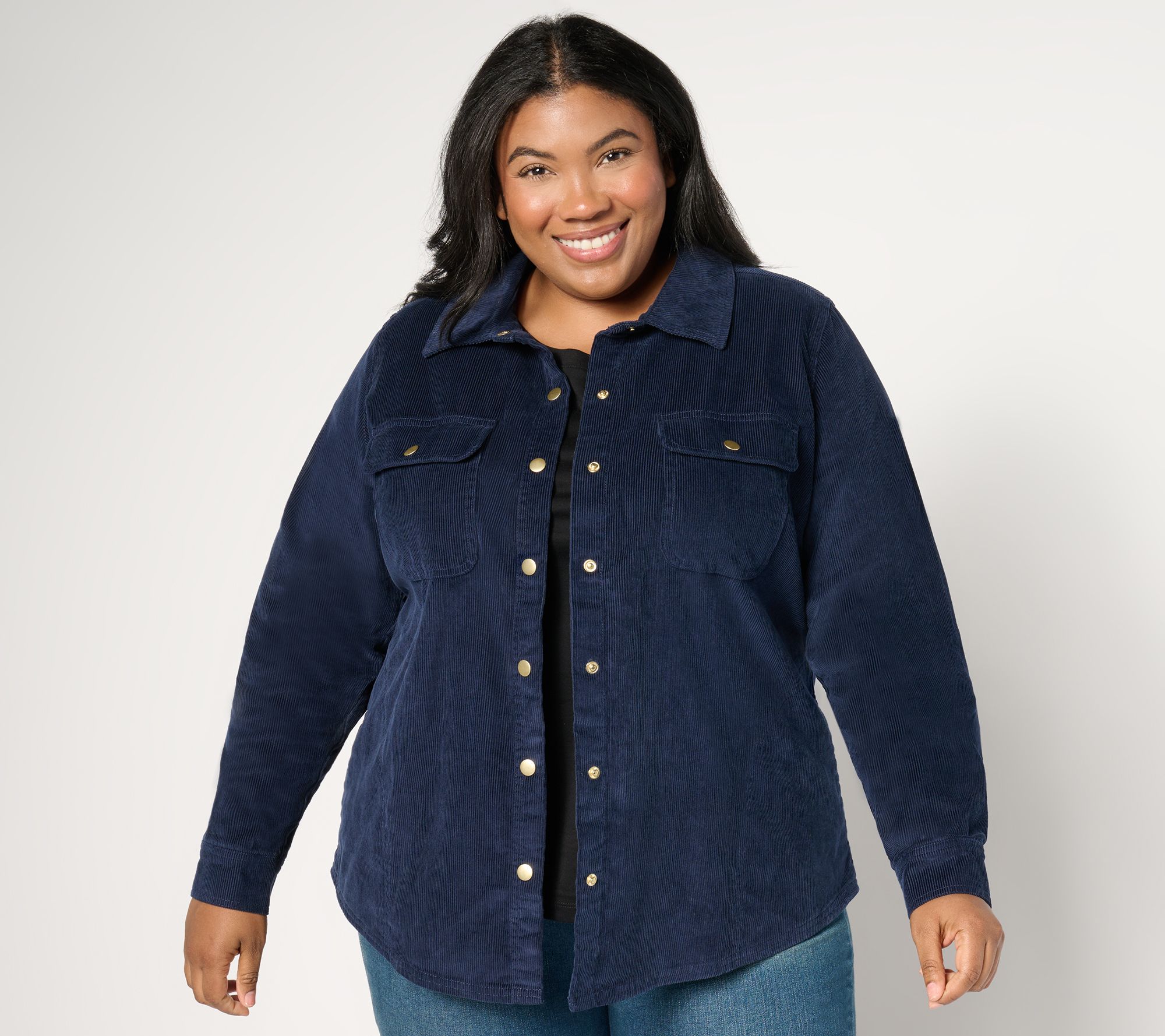 "As Is" Denim & Co. Heritage Snap Front Corduroy Shirt