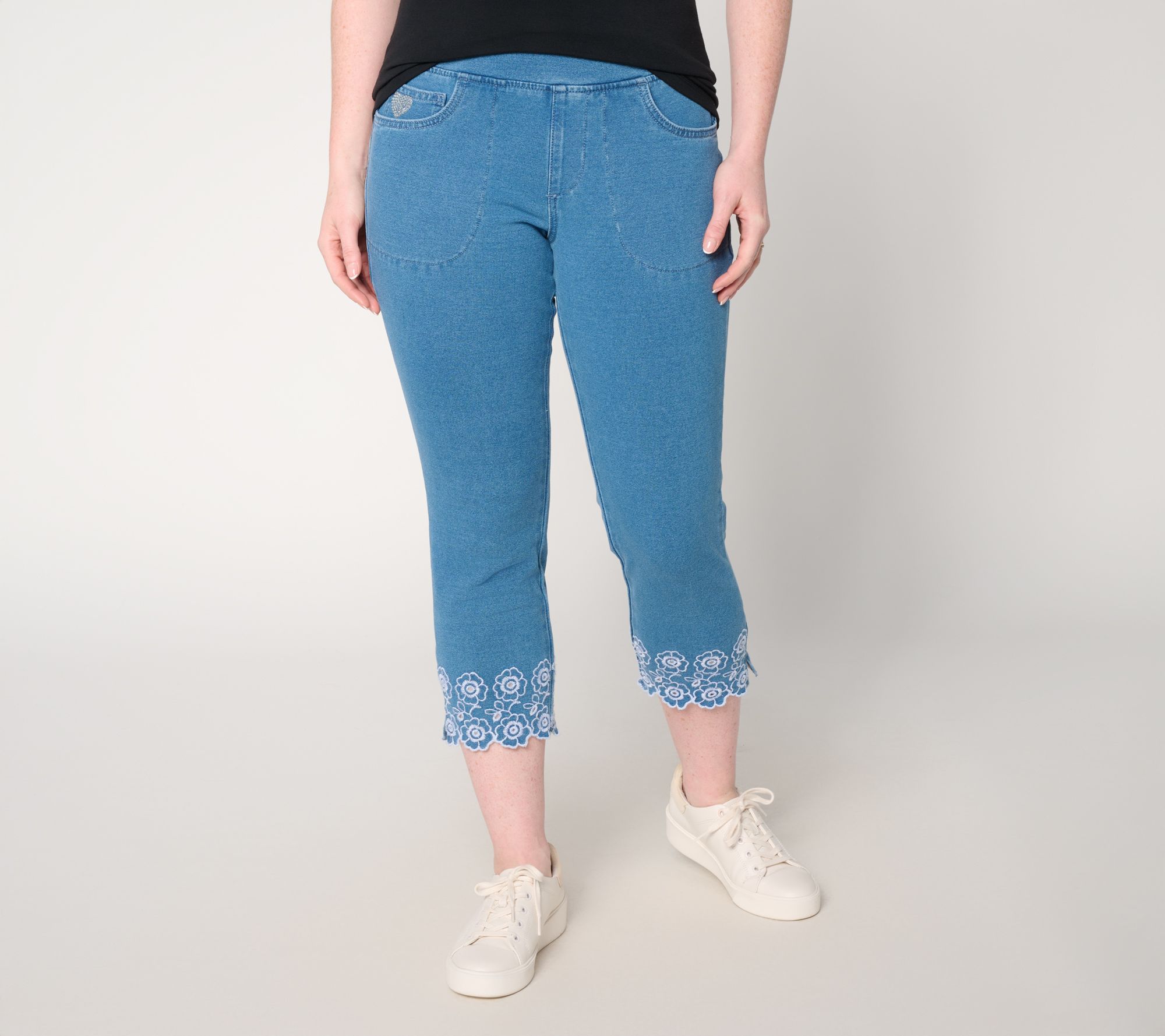 Quacker Factory DreamJeannes Petunia Scallop 23" Cropped Pant