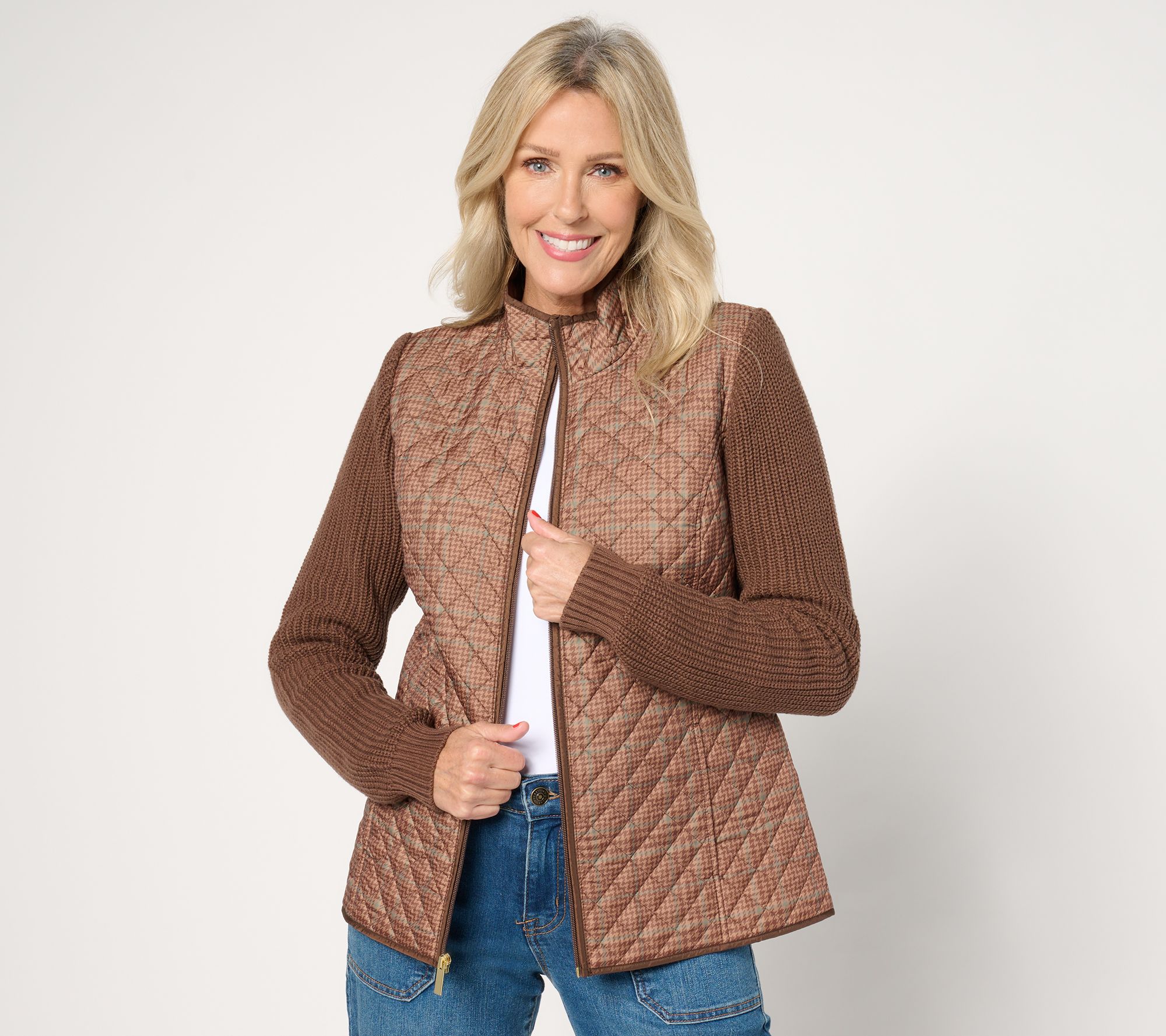 "As Is" Denim & Co. Heritage Quilted Sweater Jacket