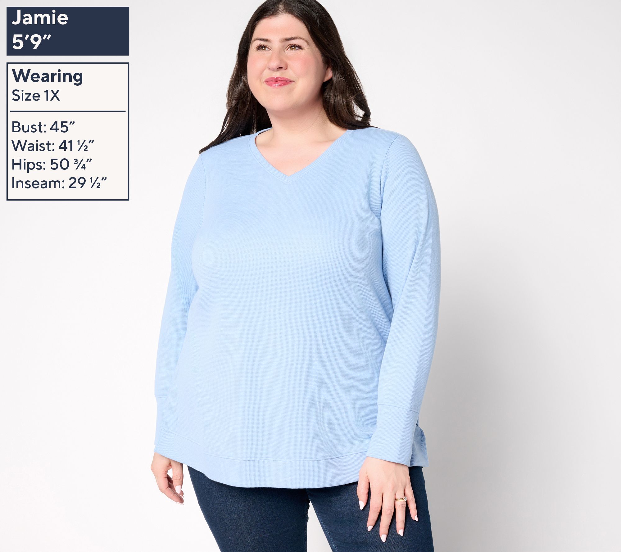 Denim & Co. Essentials Regular Waffle Knit V-Neck Tunic