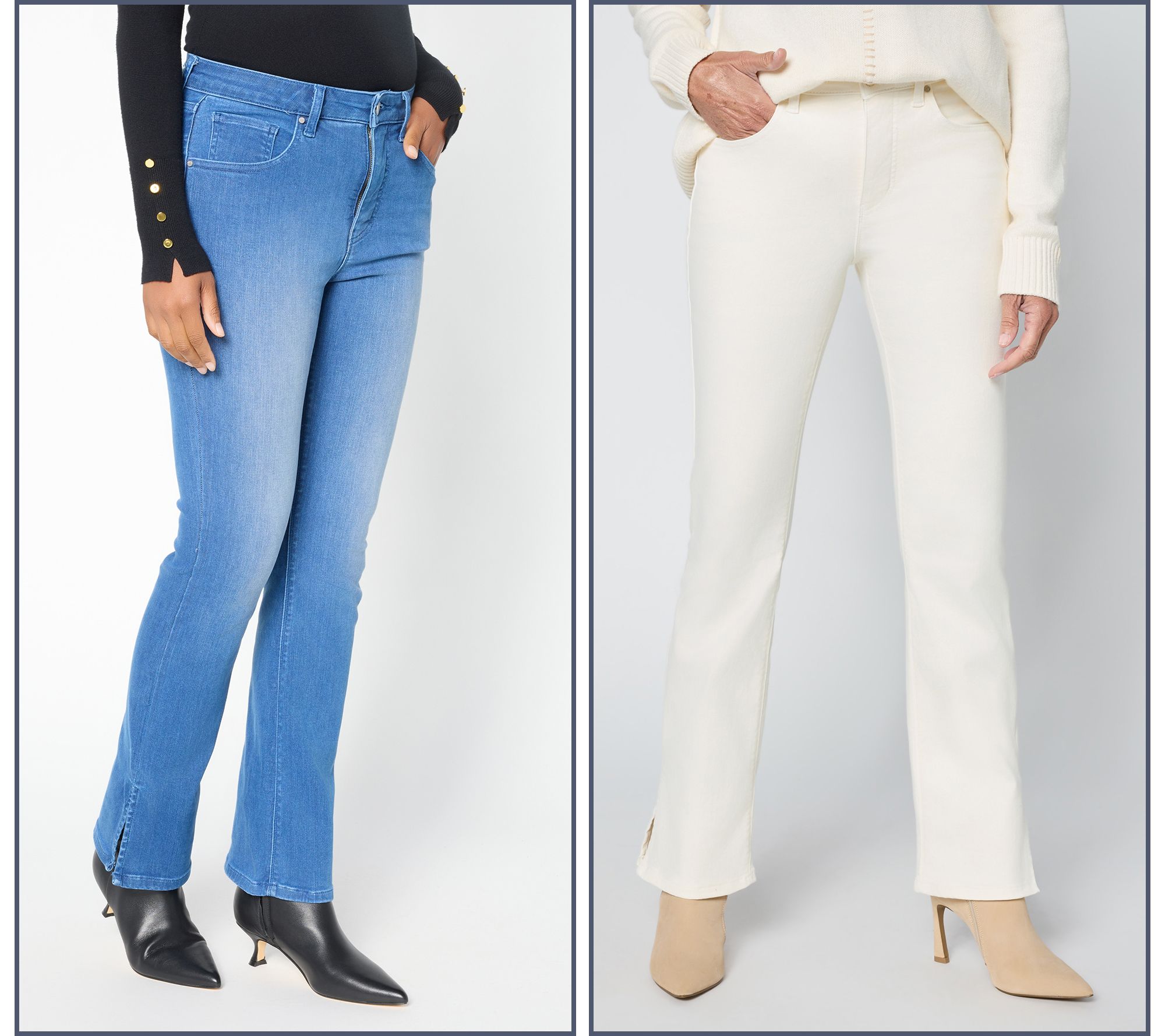 Women with Control Contour Curves Side Slit Jeans - QVC.com