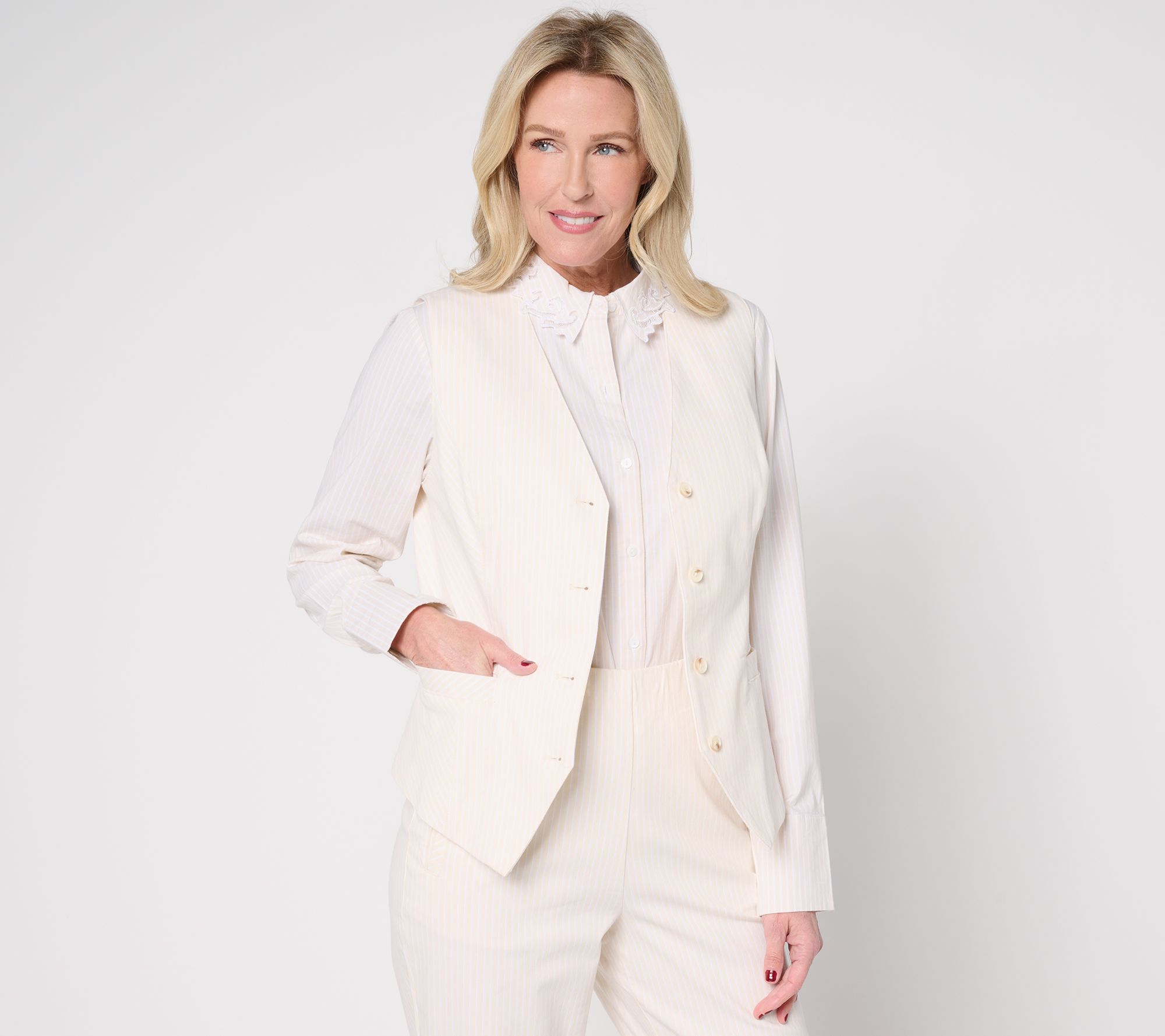 "As Is" BEAUTIFUL by Lawrence Zarian V-Neck Button Front Vest