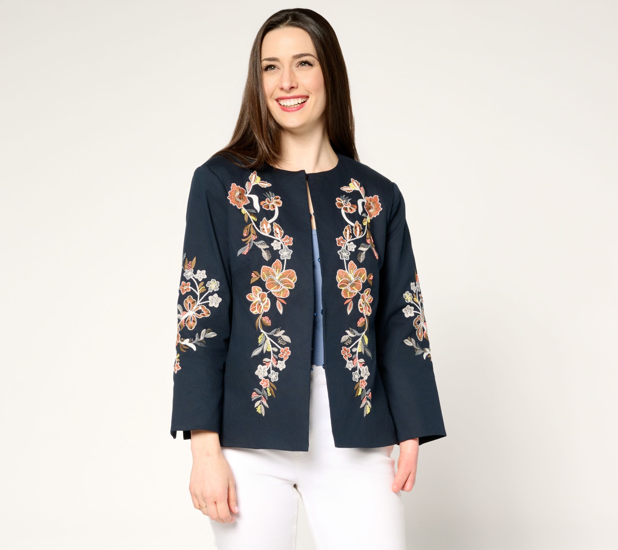 "As Is" Dennis Basso Floral Embroidered Jacket