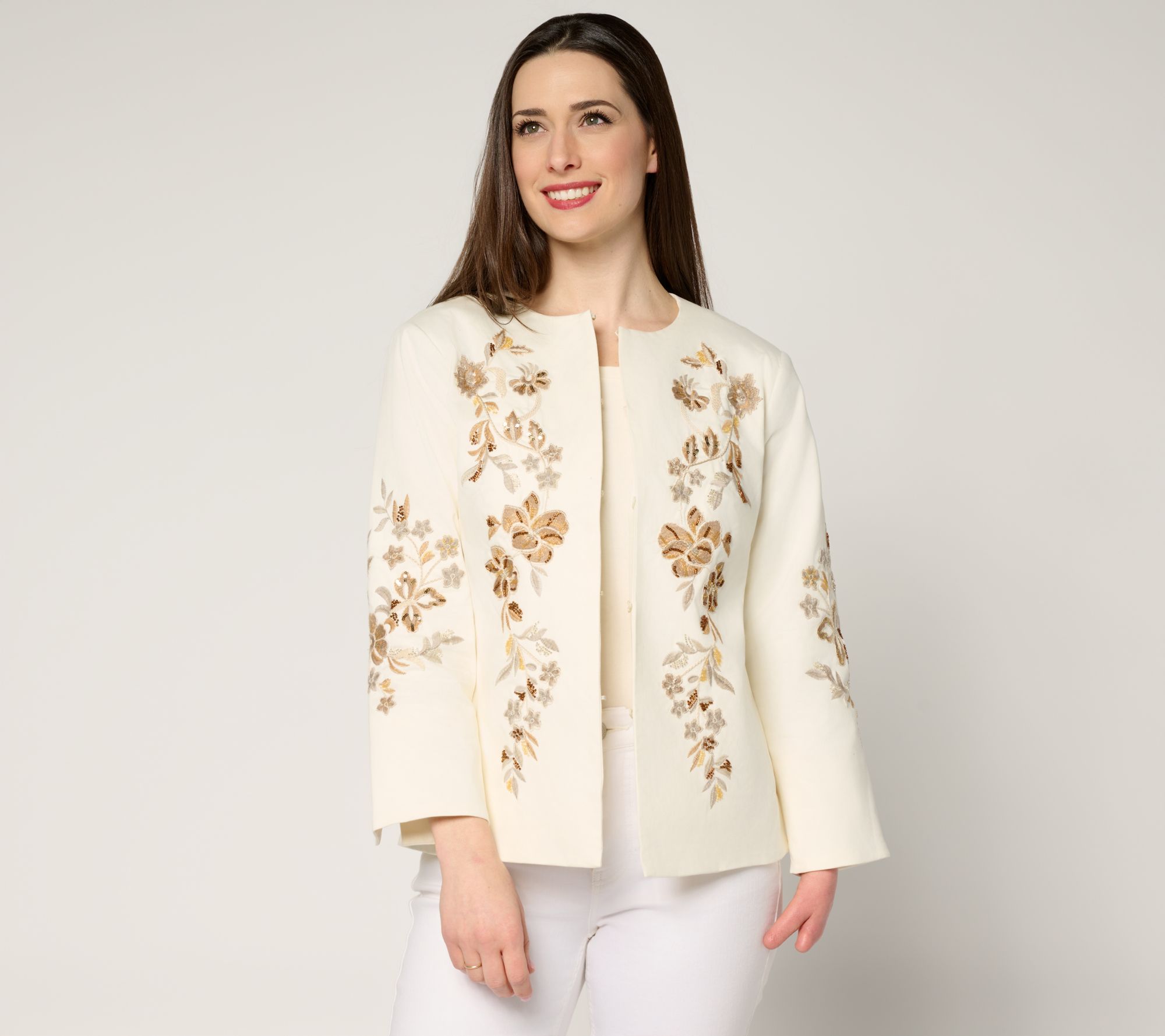"As Is" Dennis Basso Floral Embroidered Jacket