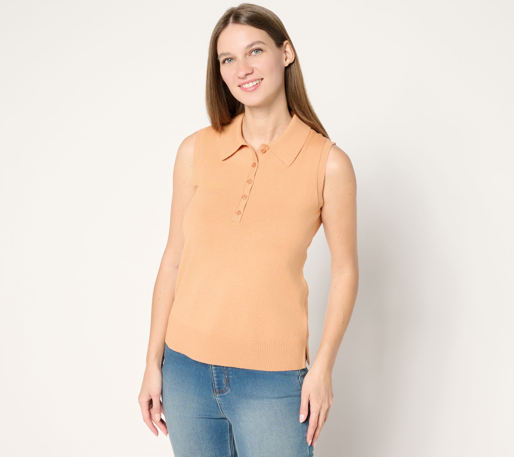"As Is" Isaac Mizrahi Live! Essentials Sleeveless Polo Sweater