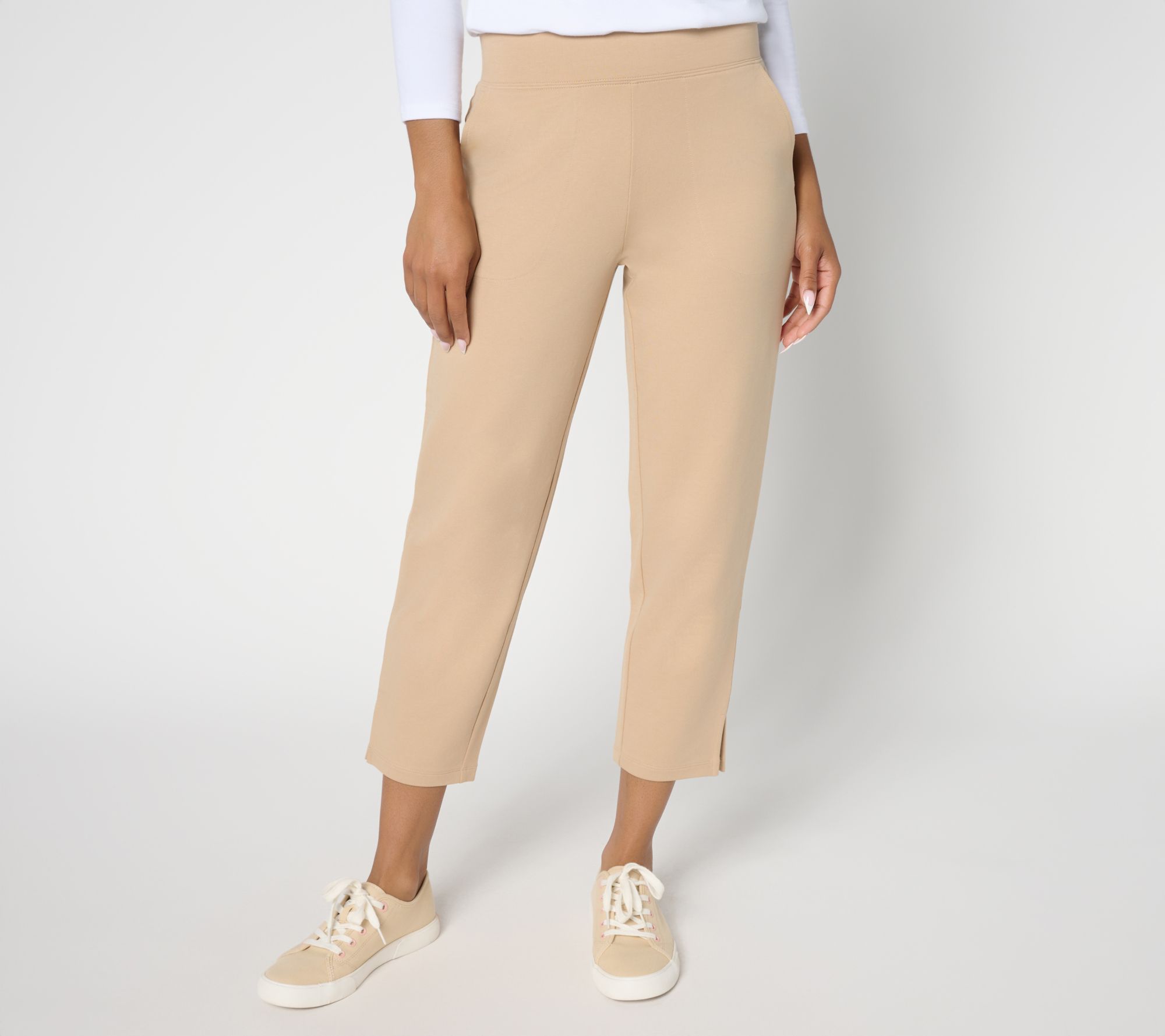 "As Is" Denim & Co. Regular EasyWear French Terry Crop Pant