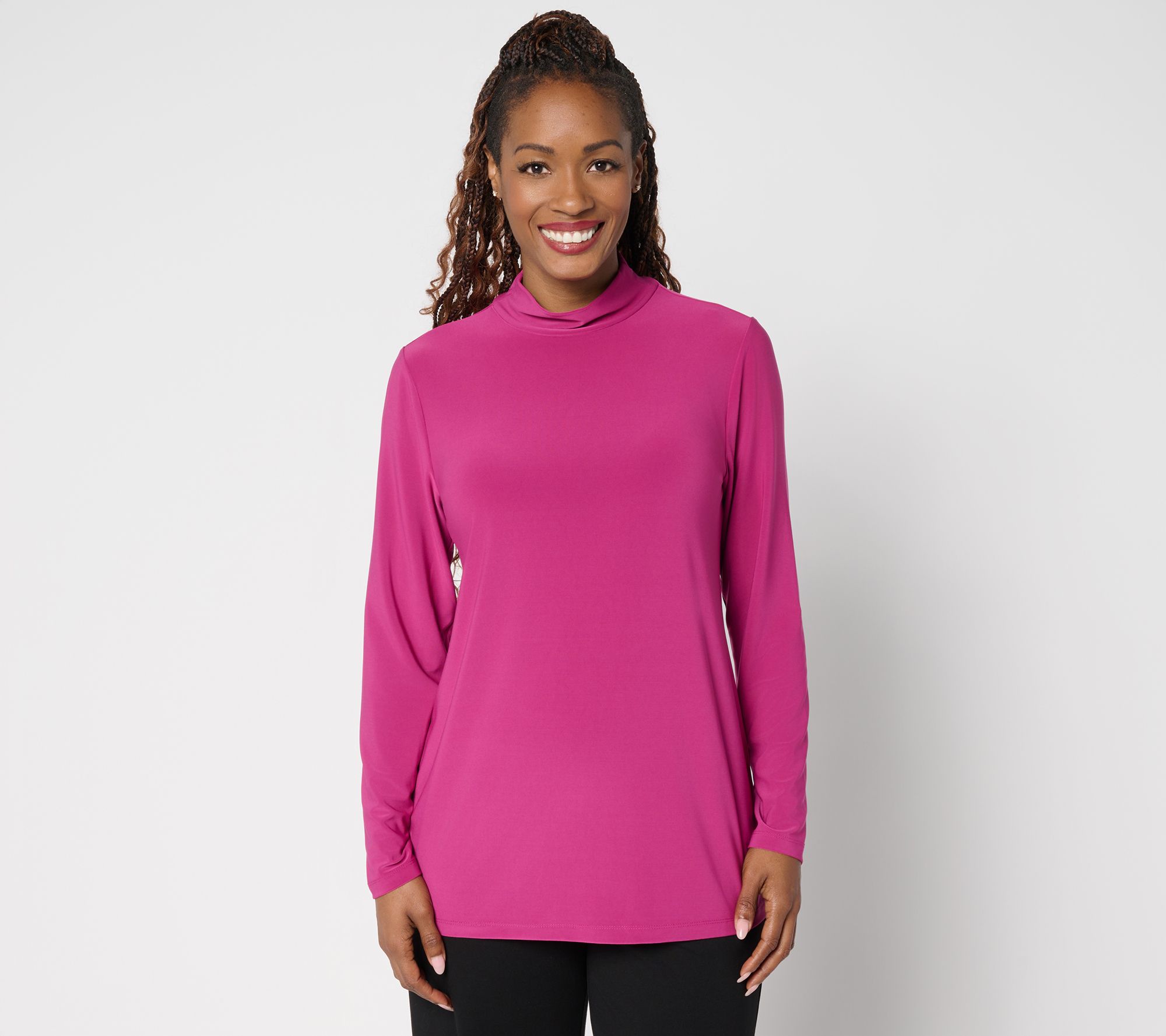 "As Is" GRAVER Susan Graver LK Luxe Mock Neck Long Sleeve Top