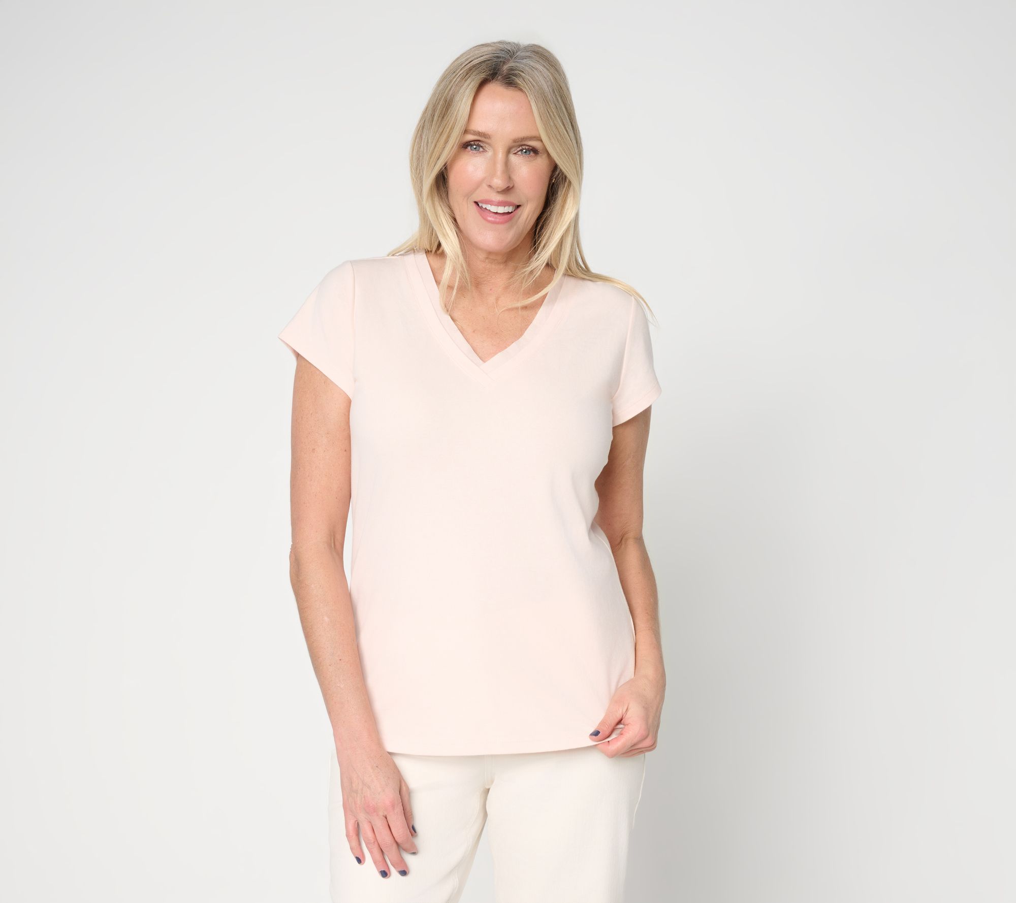 BEAUTIFUL by Lawrence Zarian Classic Knit Mixed Media V-Neck Top