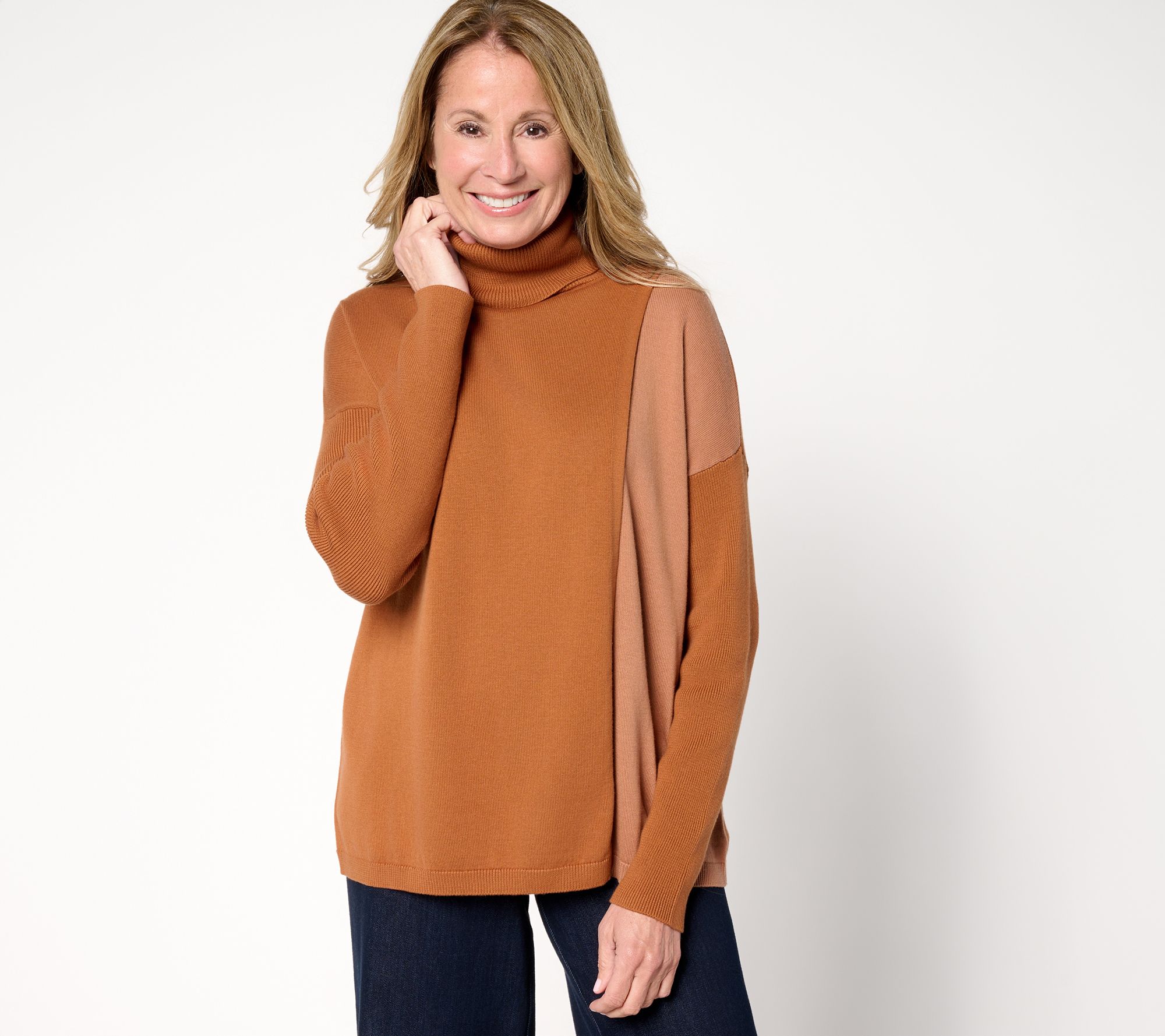 "As Is" Peace Love World Turtleneck Crossover Sweater