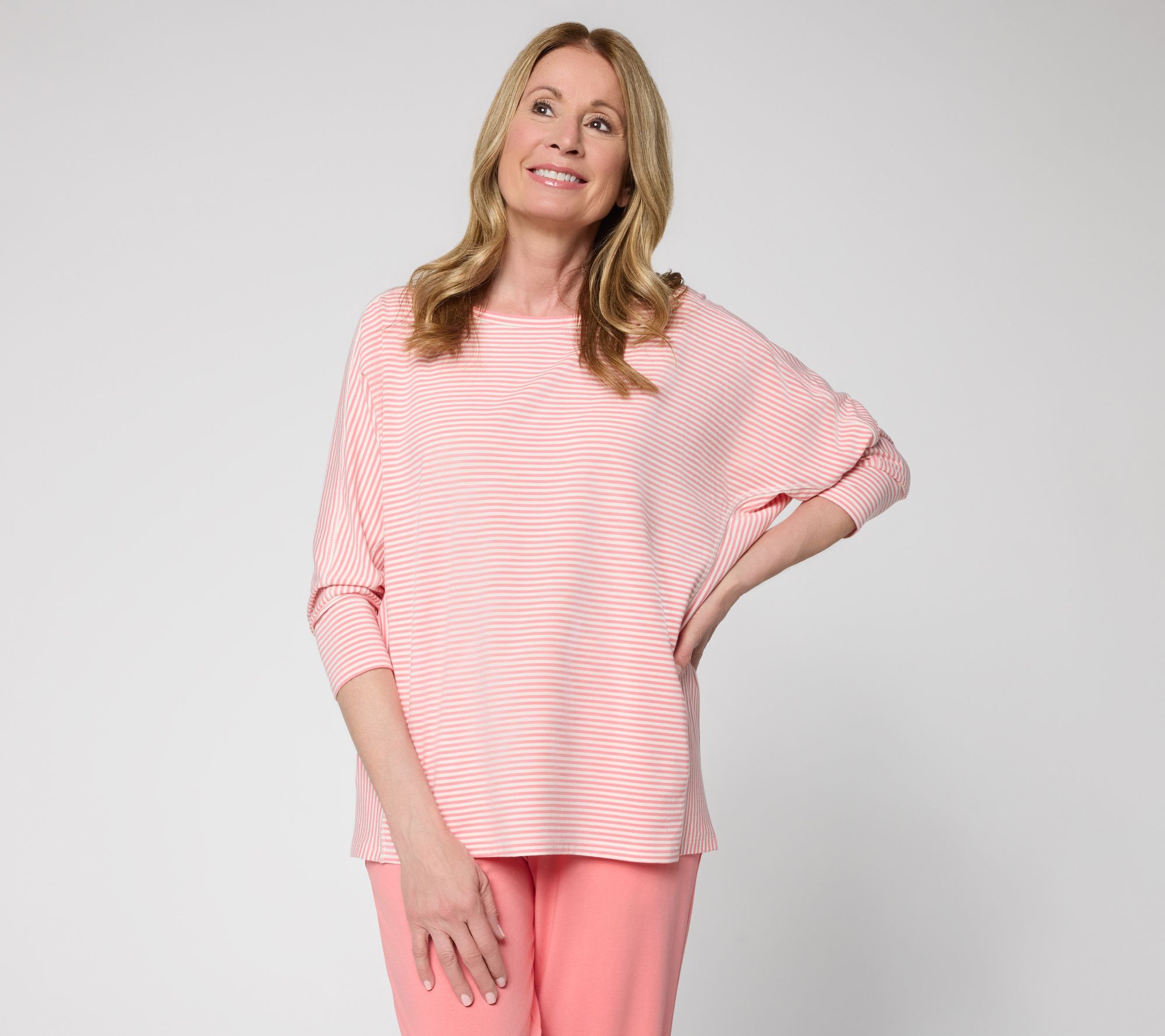 AnyBody Cozy Knit Jersey All-Star Striped Top