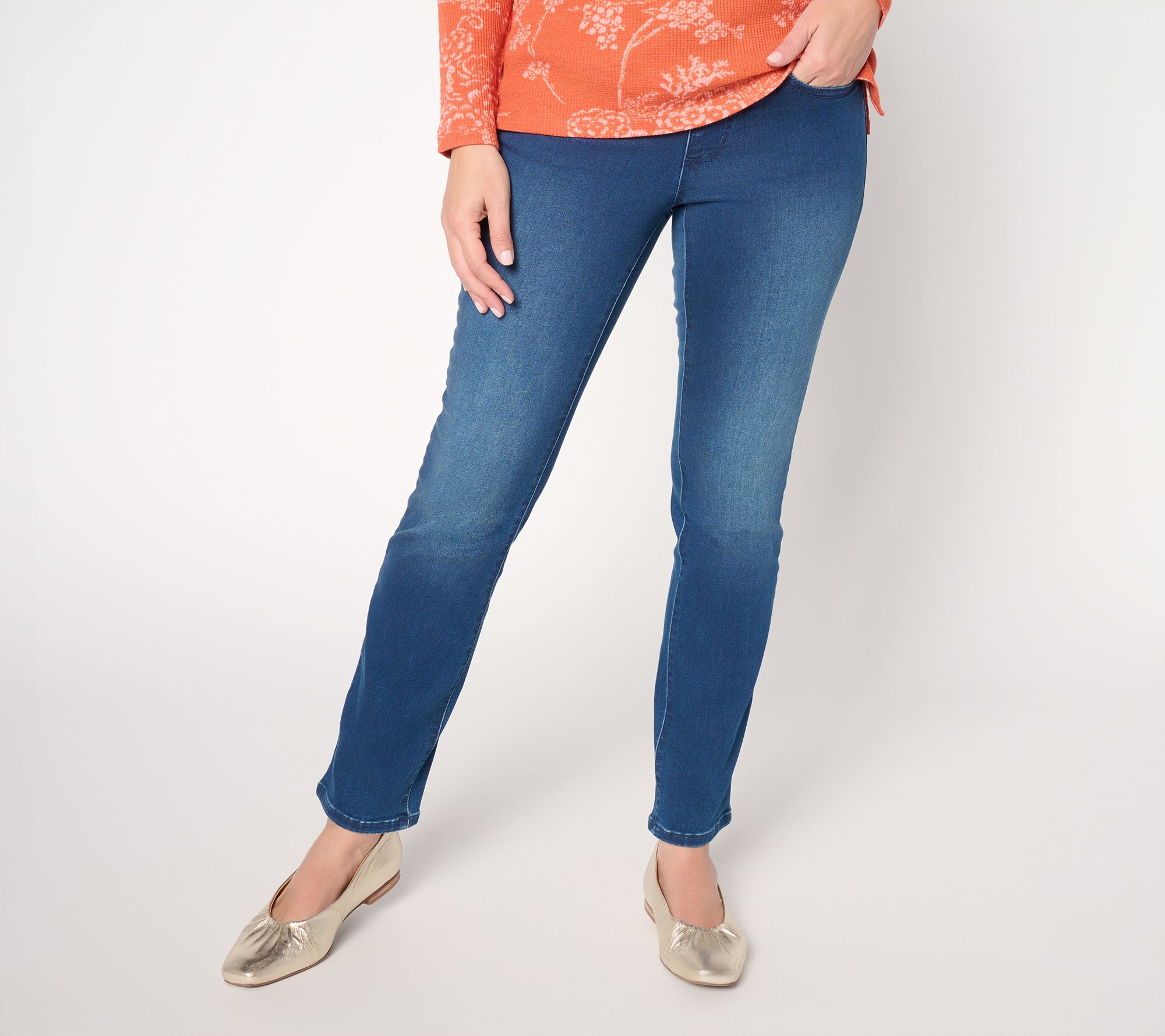 "As Is" Jingle Belles by Kim Gravel Petite Satin Weave Straight Jean