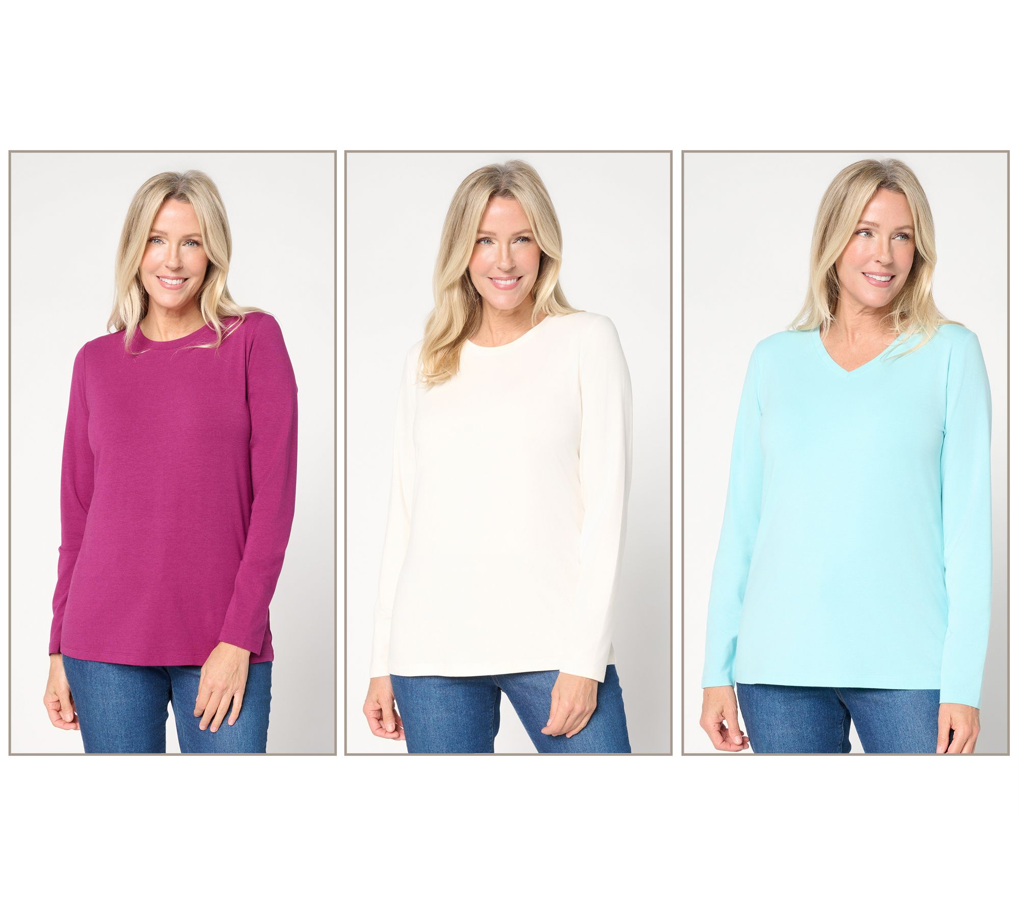 "As Is" Denim & Co. Essentials So Soft Jersey 3-Pack Variety Tops
