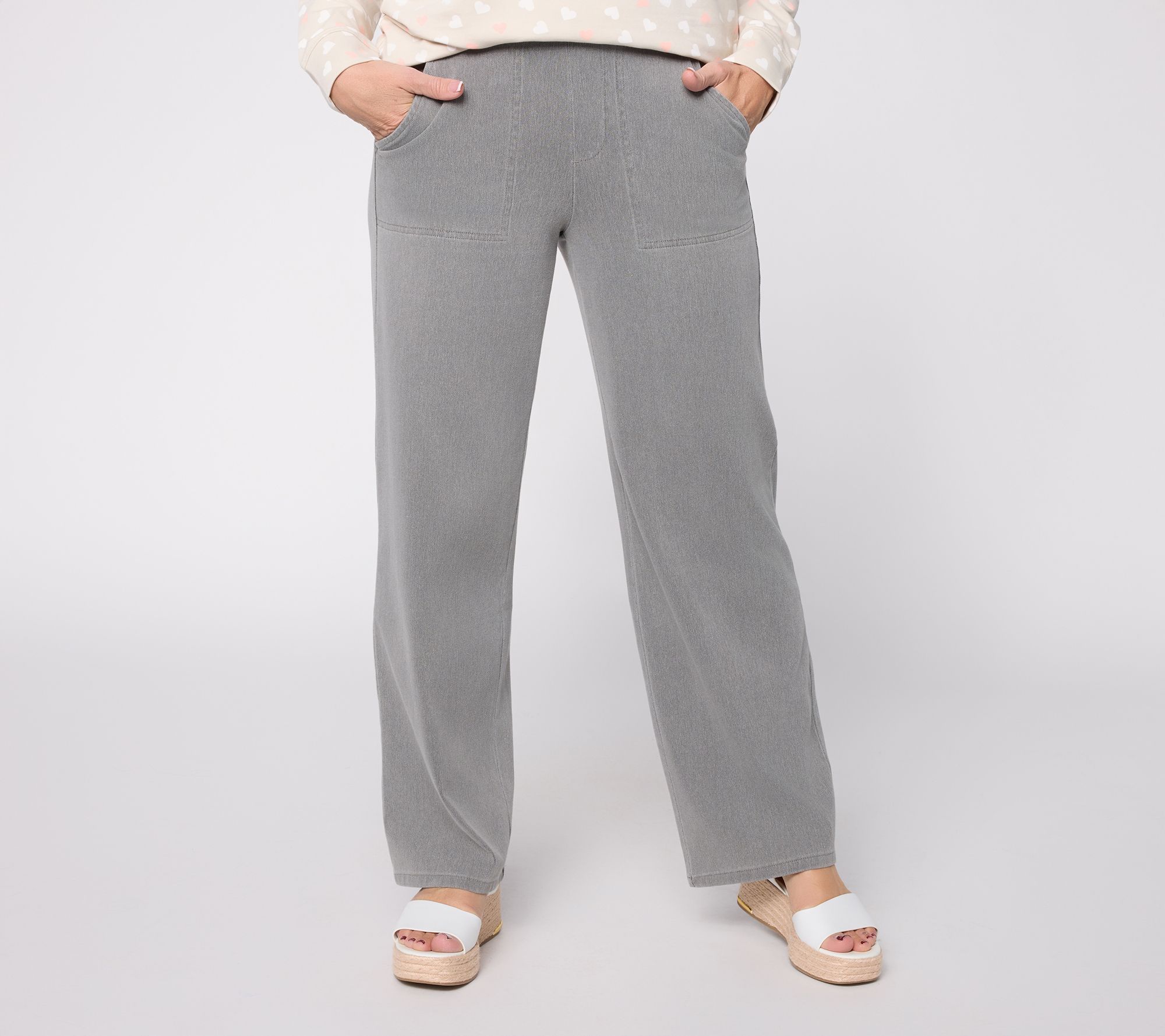 "As Is" Denim & Co. Tall Comfy Knit Air Wide Leg Pants with Pockets