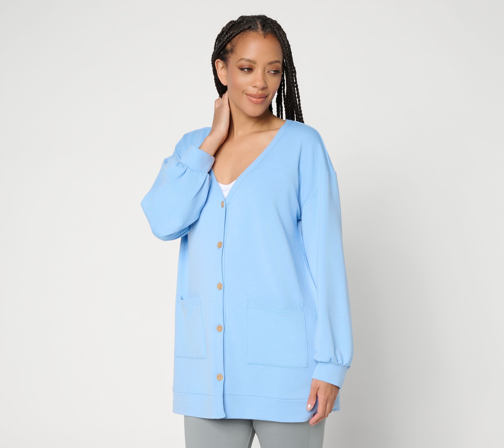 "As Is" MUK LUKS French Terry Button Front Cardigan