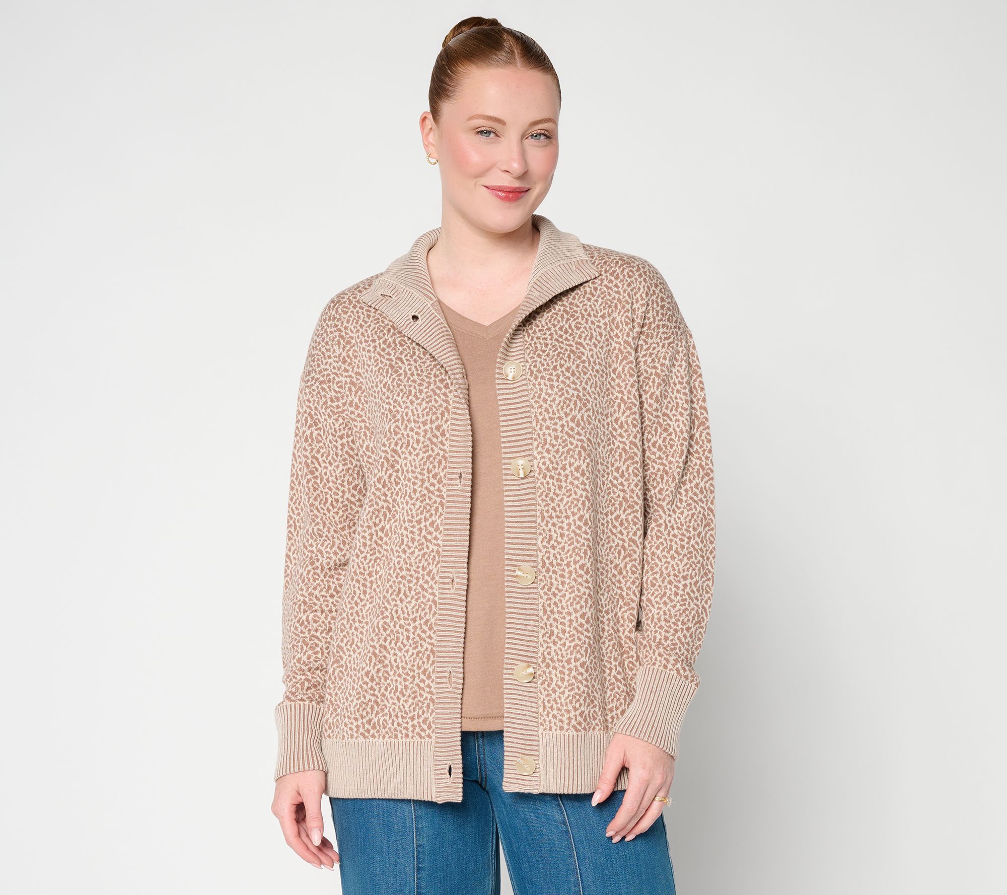 Belle by Kim Gravel Elevated Animal Jacquard Cardigan