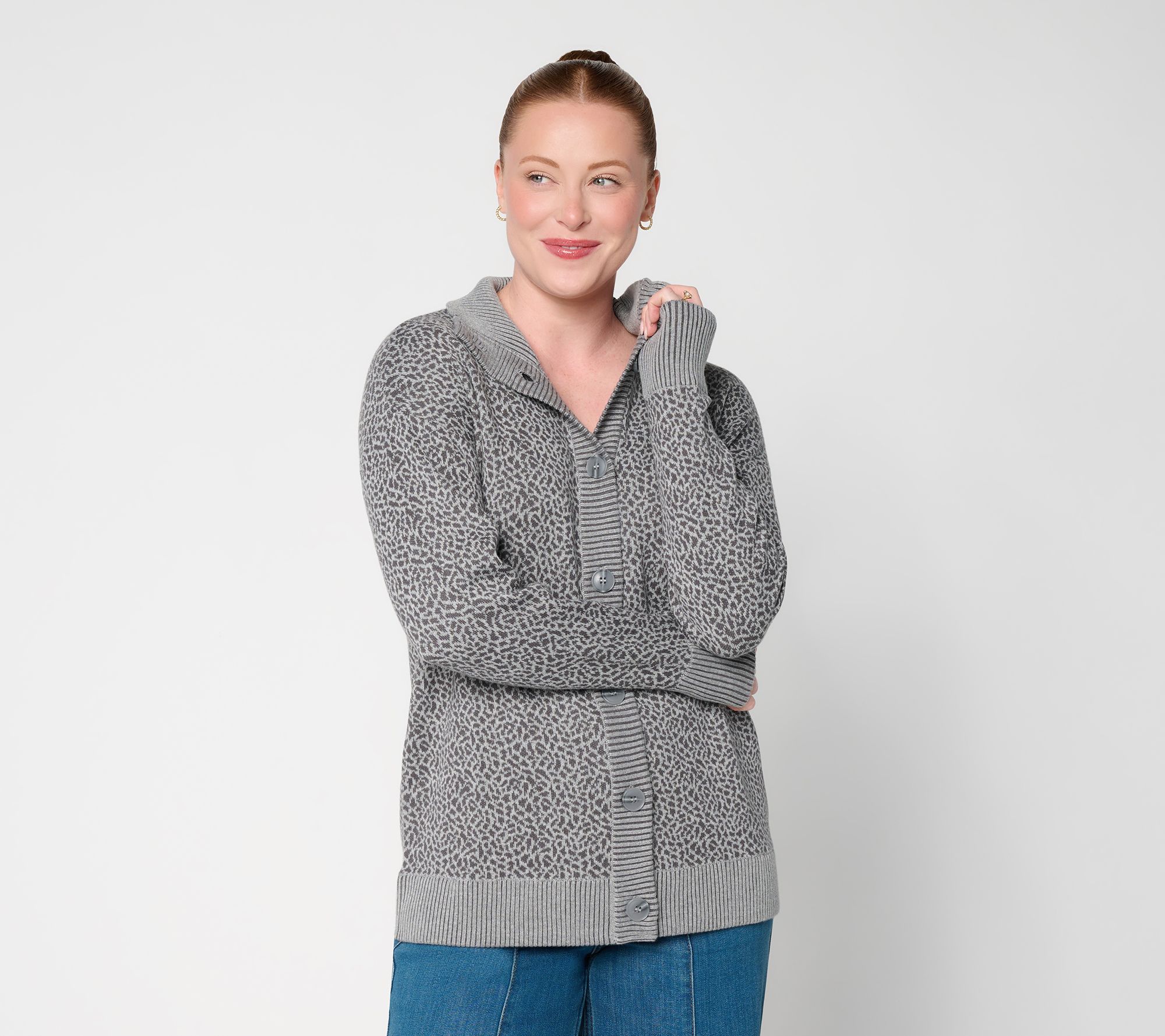 Belle by Kim Gravel Elevated Animal Jacquard Cardigan