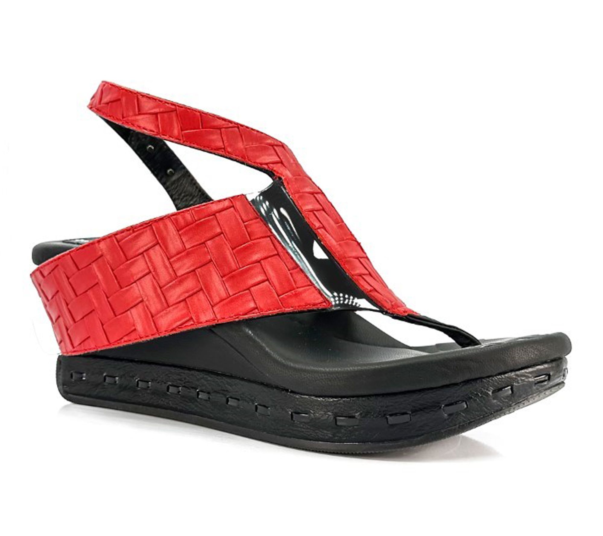 Modzori Venitia Reversible Wedge Sandal -BlackFlips to Red