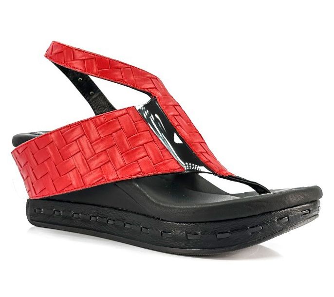 Modzori Venitia Reversible Wedge Sandal -Black Flips to Red