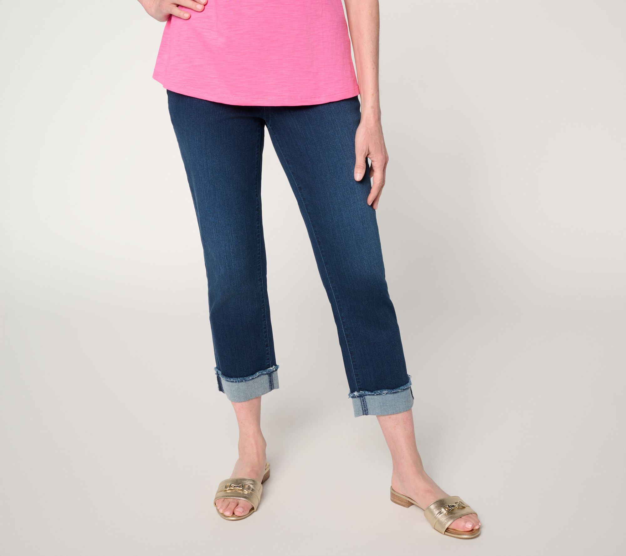 "As Is" Belle by Kim Gravel Reg TripleLuxe Denim Cuffed Crop Jean