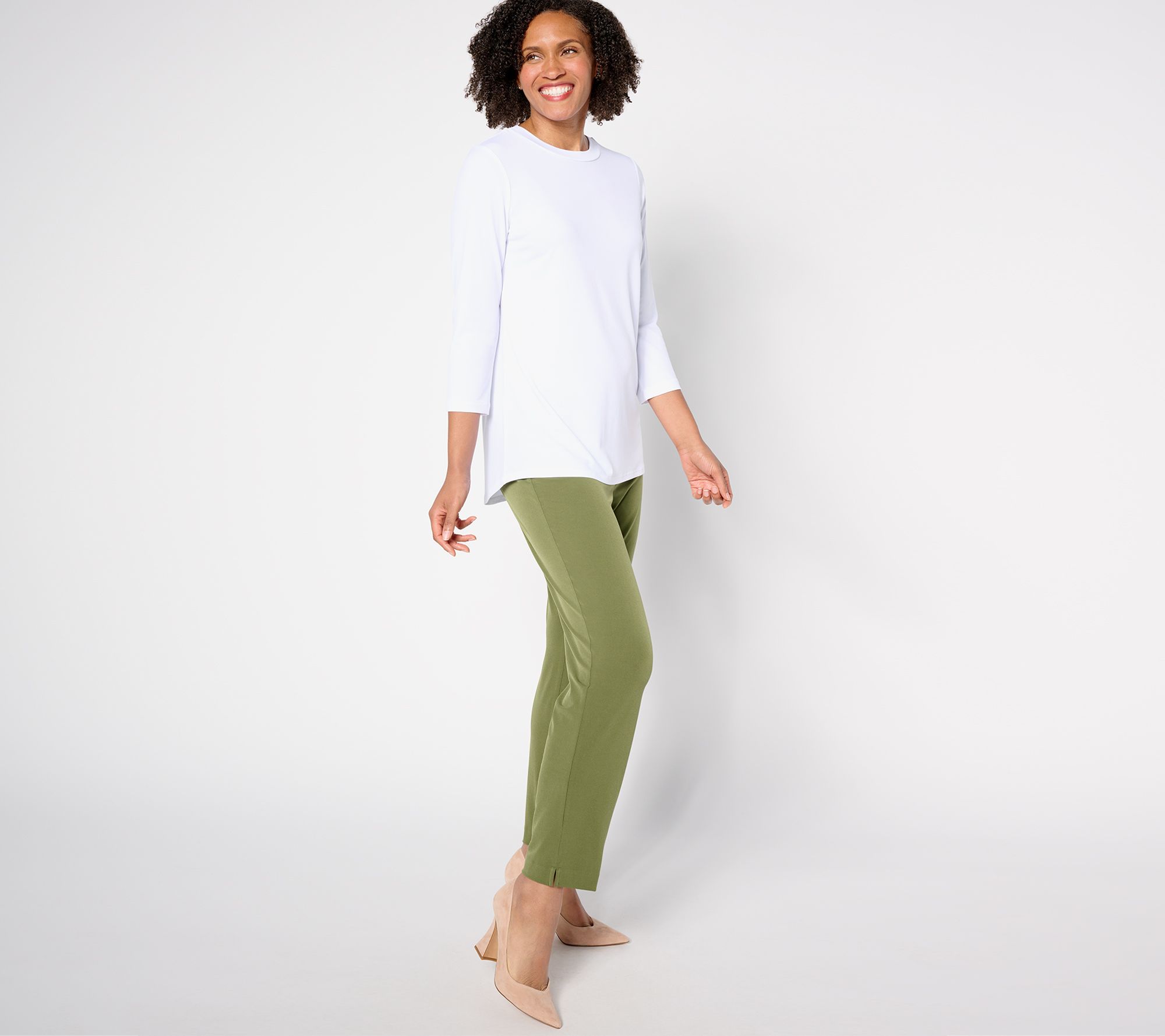 Susan Graver Regular Liquid Knit Ava Slim Ankle Pants 