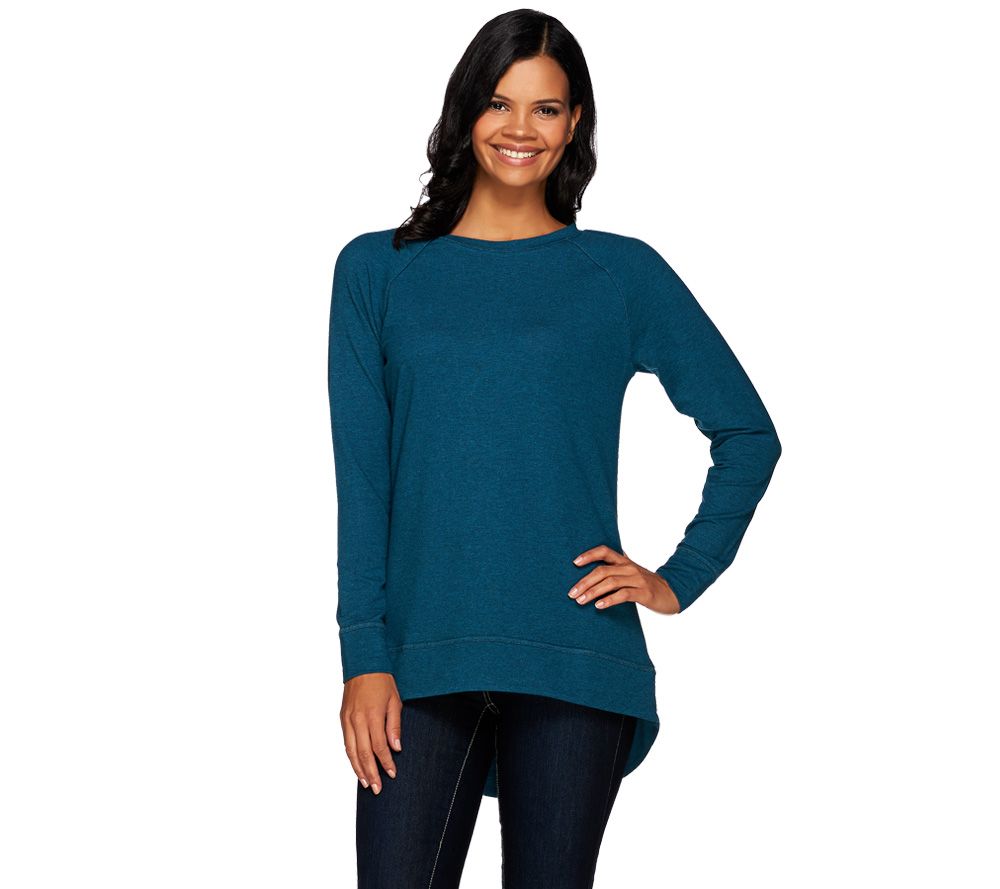 H by Halston French Terry Scoop Neck Long Sleeve Hi-Low Tunic - QVC.com