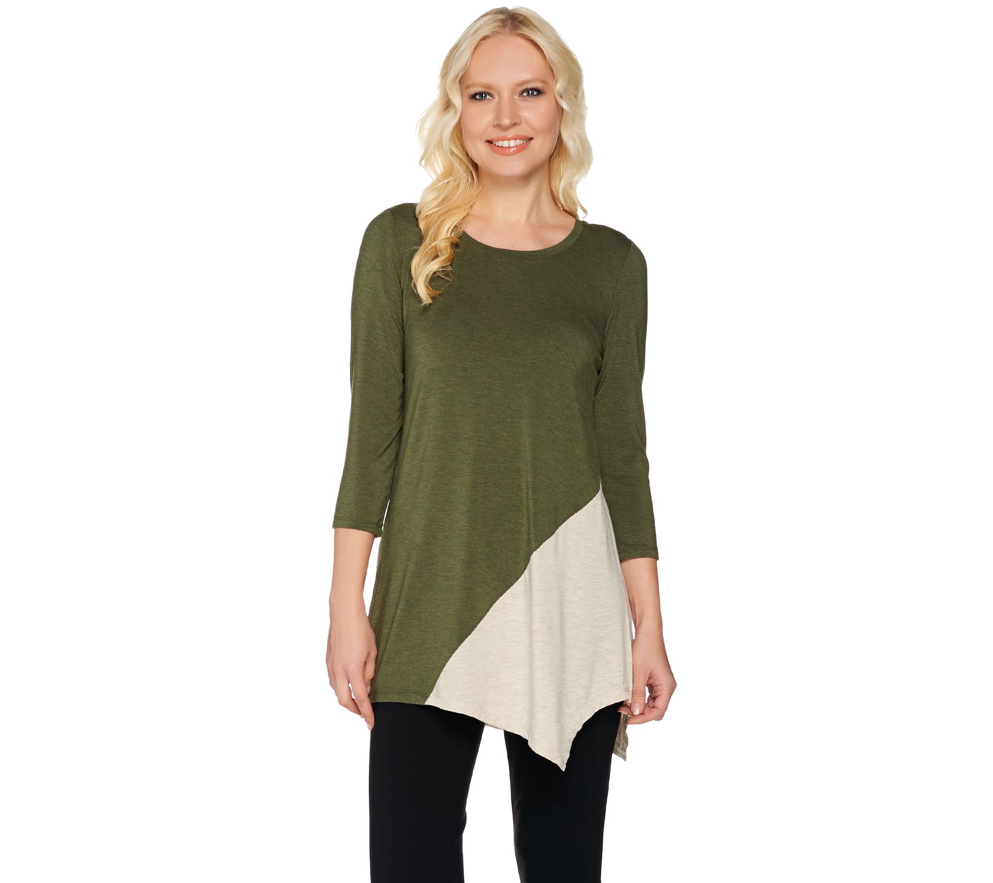 LOGO Layers by Lori Goldstein Heathered ColorBlock Knit Top