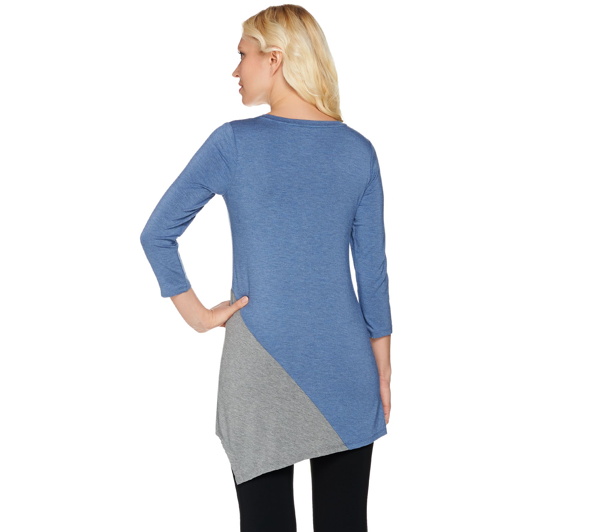 LOGO Layers by Lori Goldstein Heathered Color-Block Knit Top - QVC.com